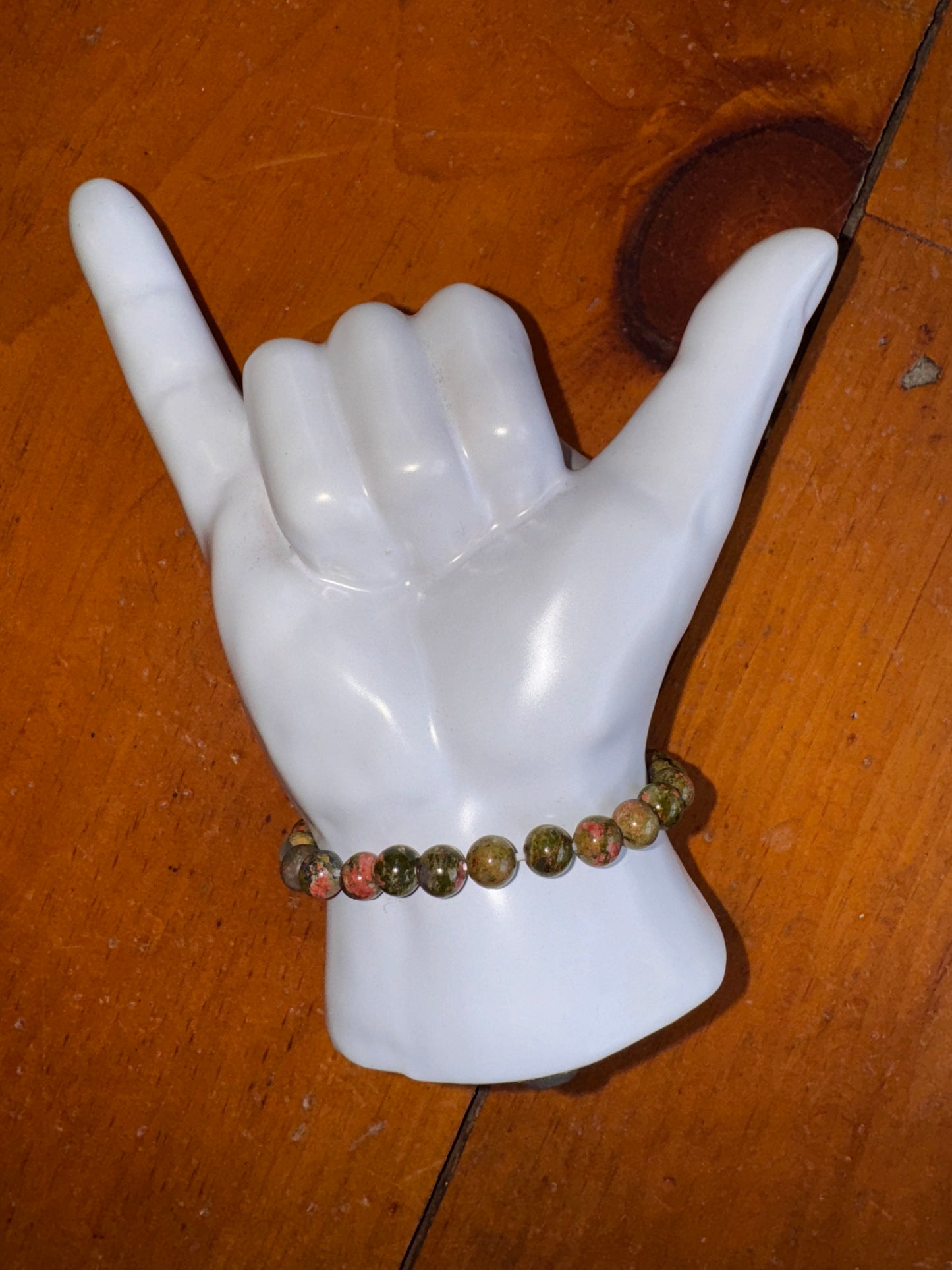 Unakite Crystal Stretch Bracelet 8mm
