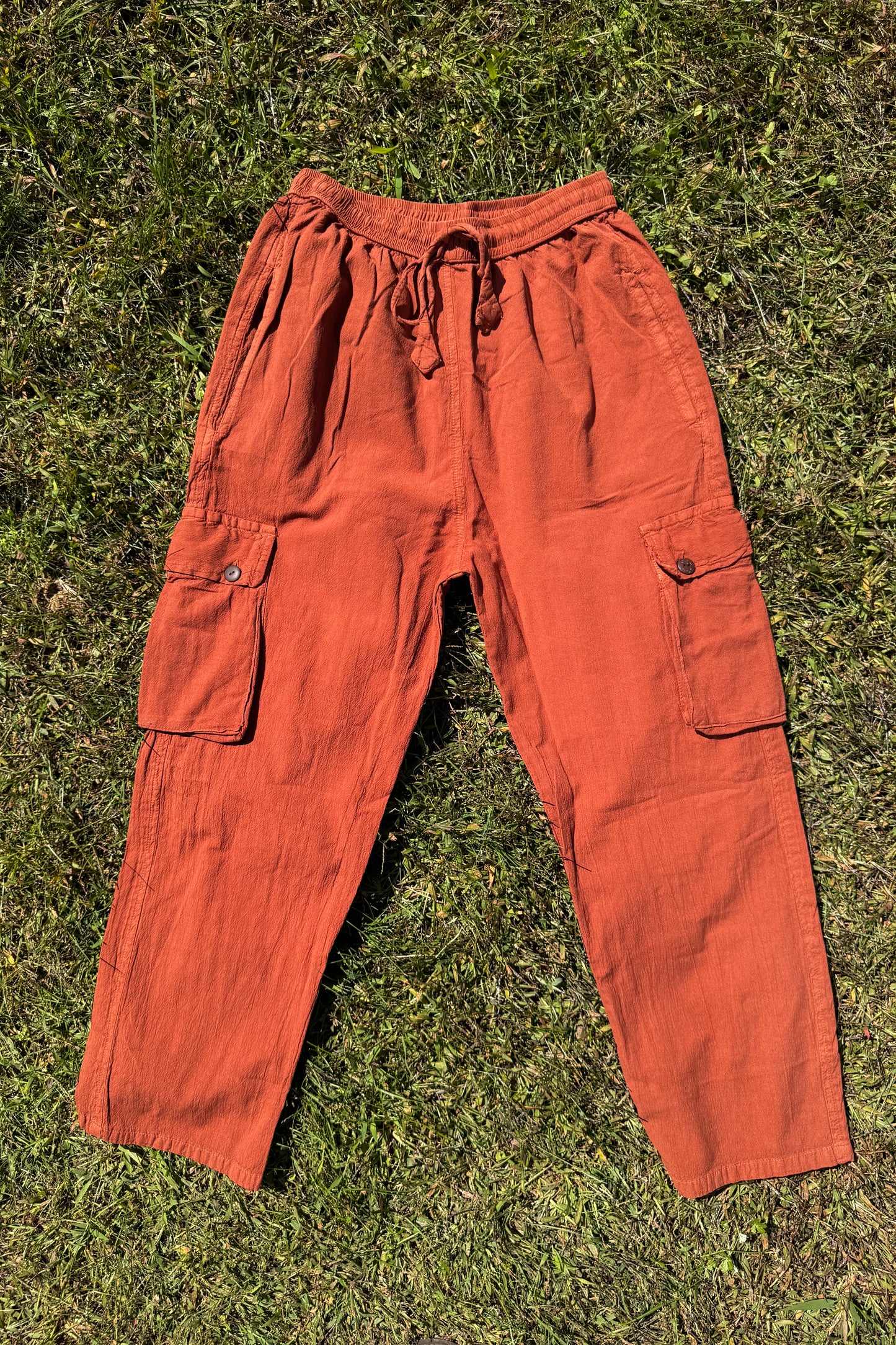 Cotton Wash Cargo Pant in Orange