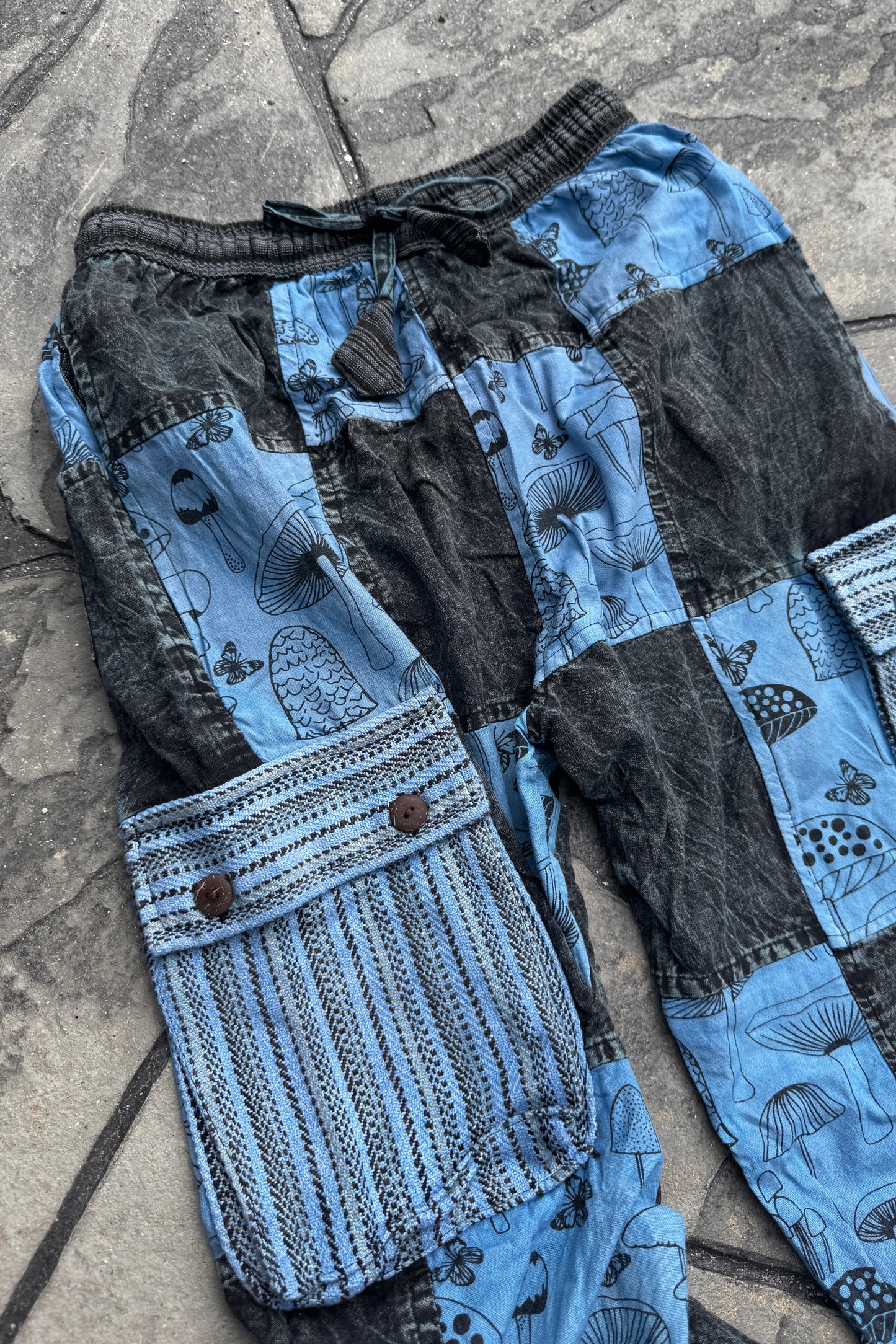 Mushroom Print Joggers in Blue