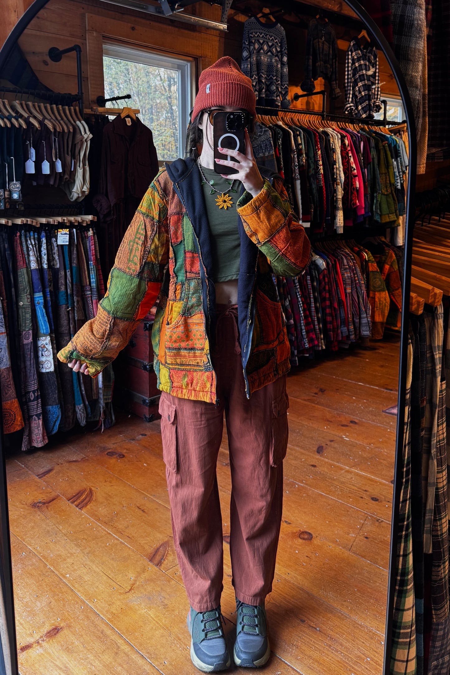 Unisex Patchwork Fleece Lined Hooded Jacket
