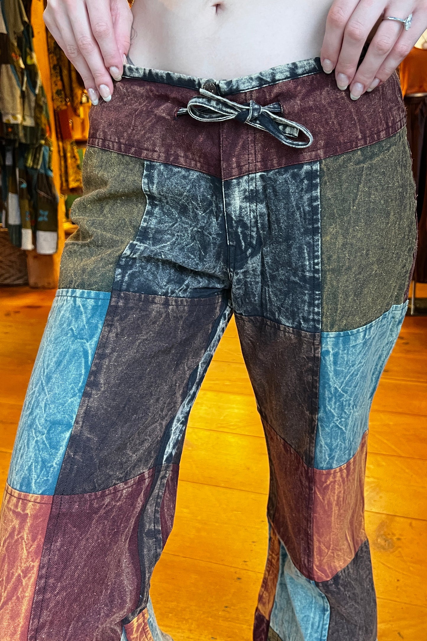 Multi-Color Stonewash Patch Trousers