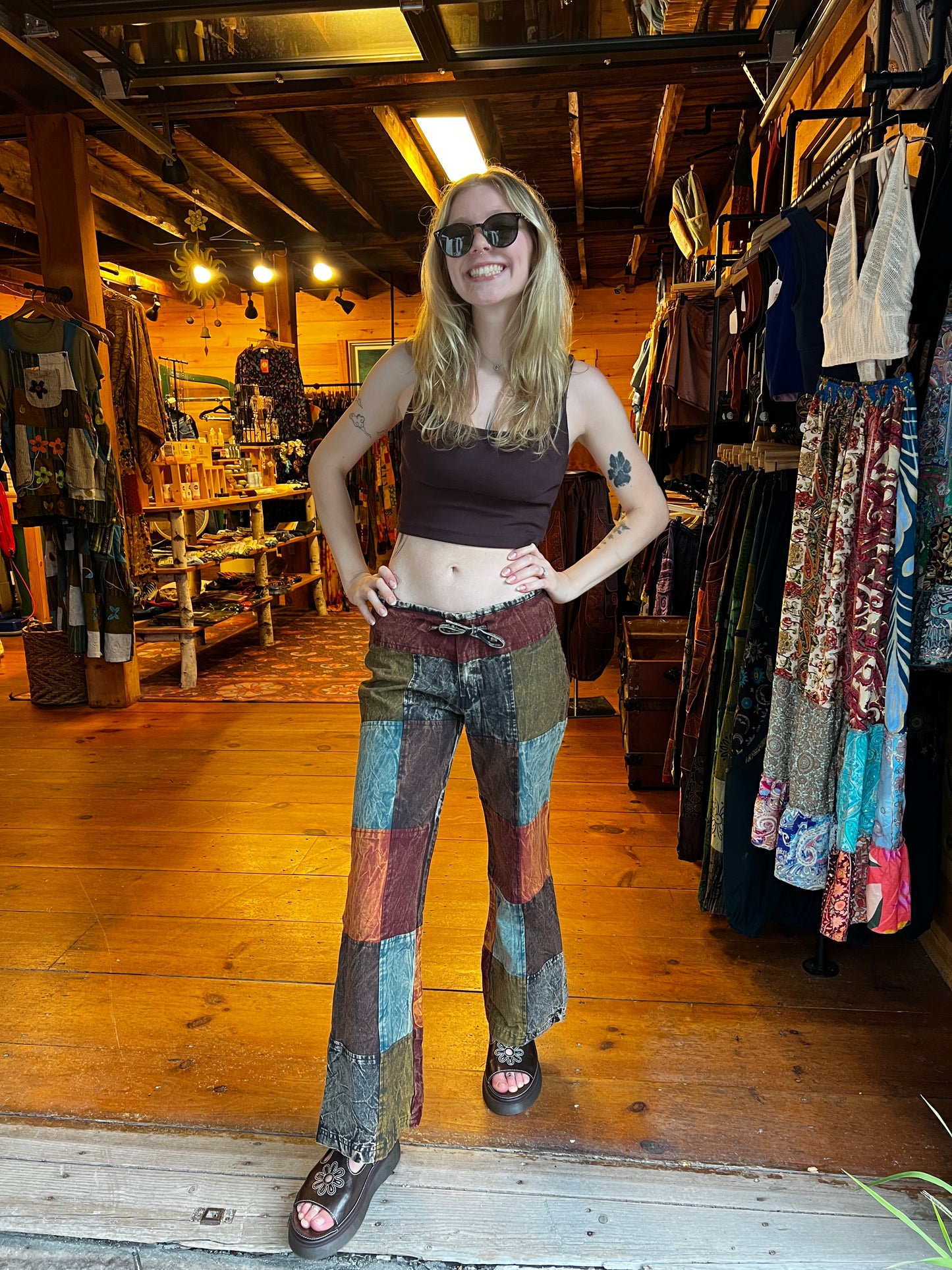 Multi-Color Stonewash Patch Trousers