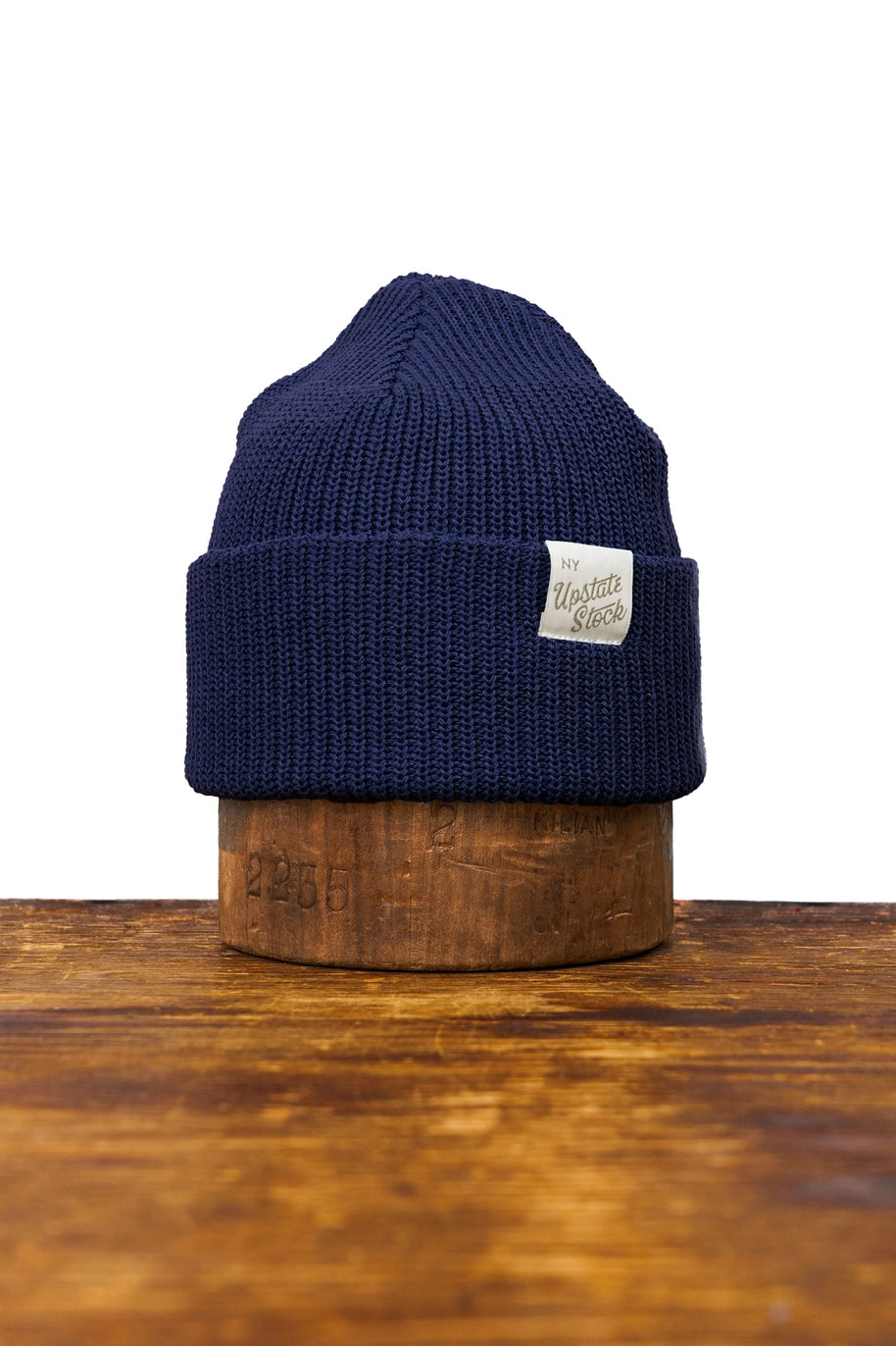 Upcycled Cotton Beanie in Navy