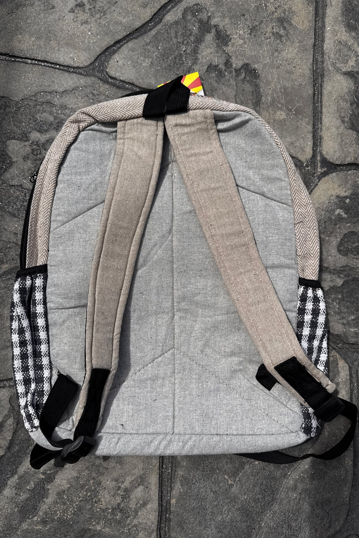 Embroidered Sun Design Hemp Backpack