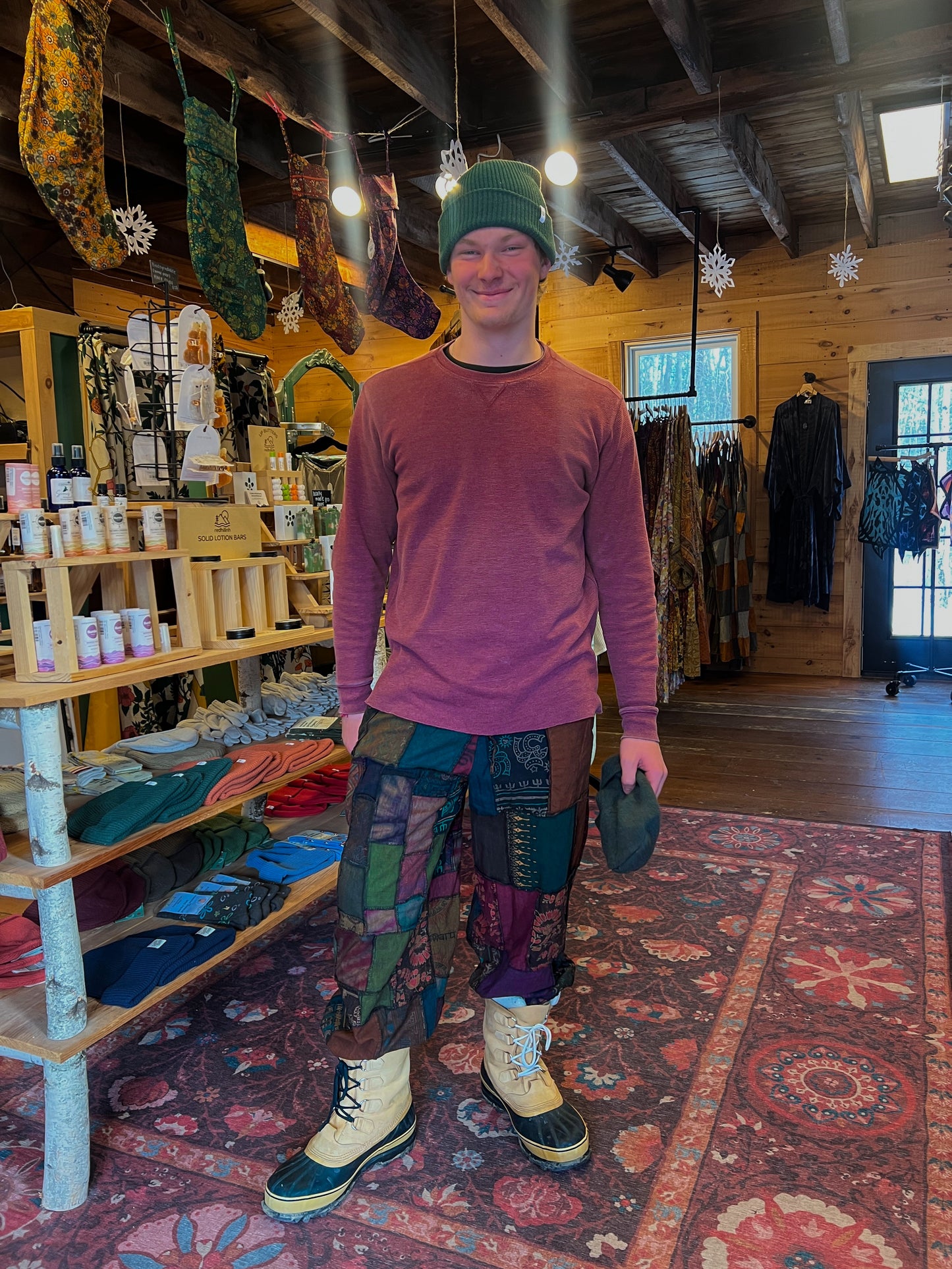 Recycled Patchwork Elastic Waist Joggers