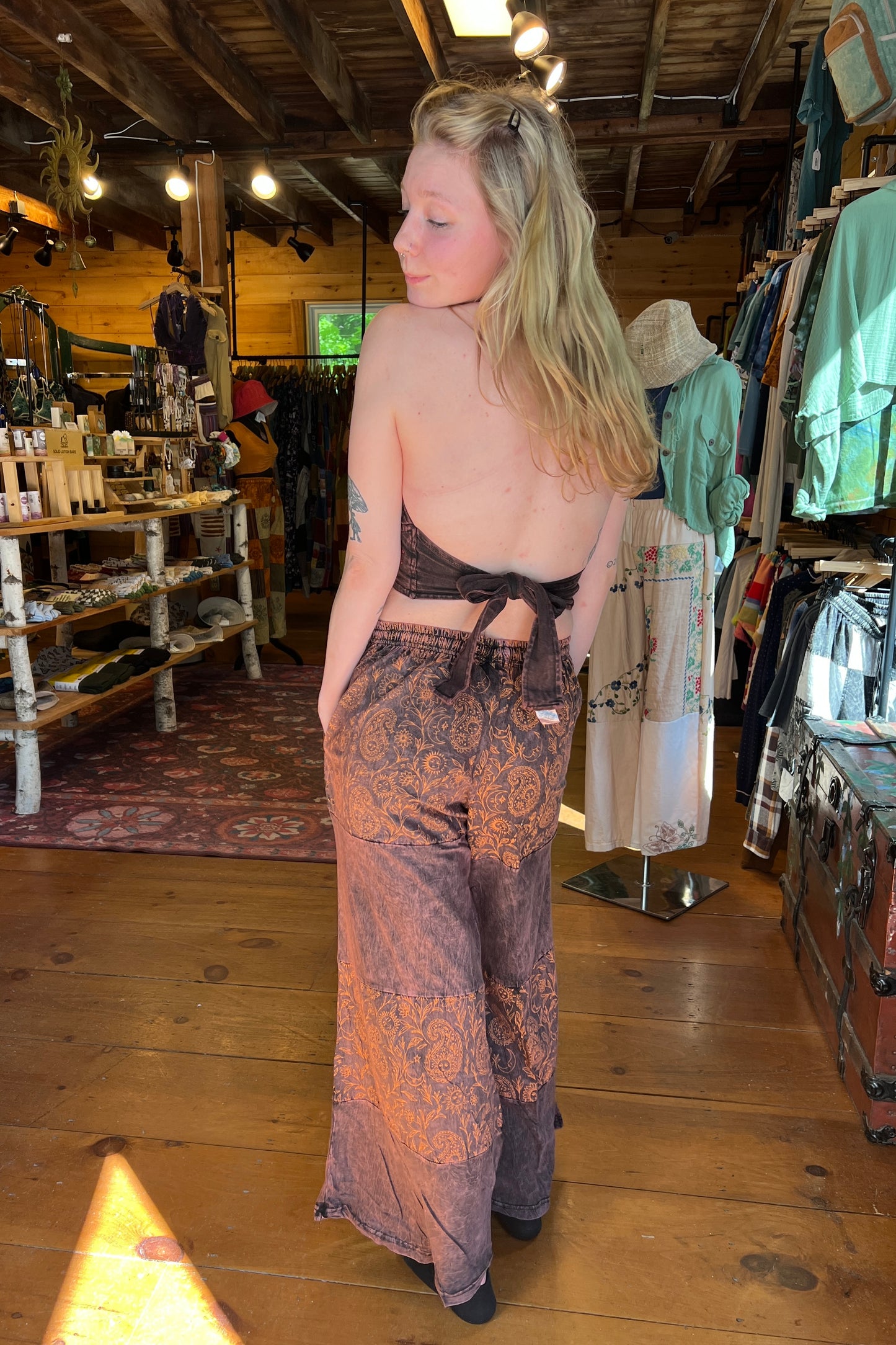 Paisley Embroidered Wide Leg Pants