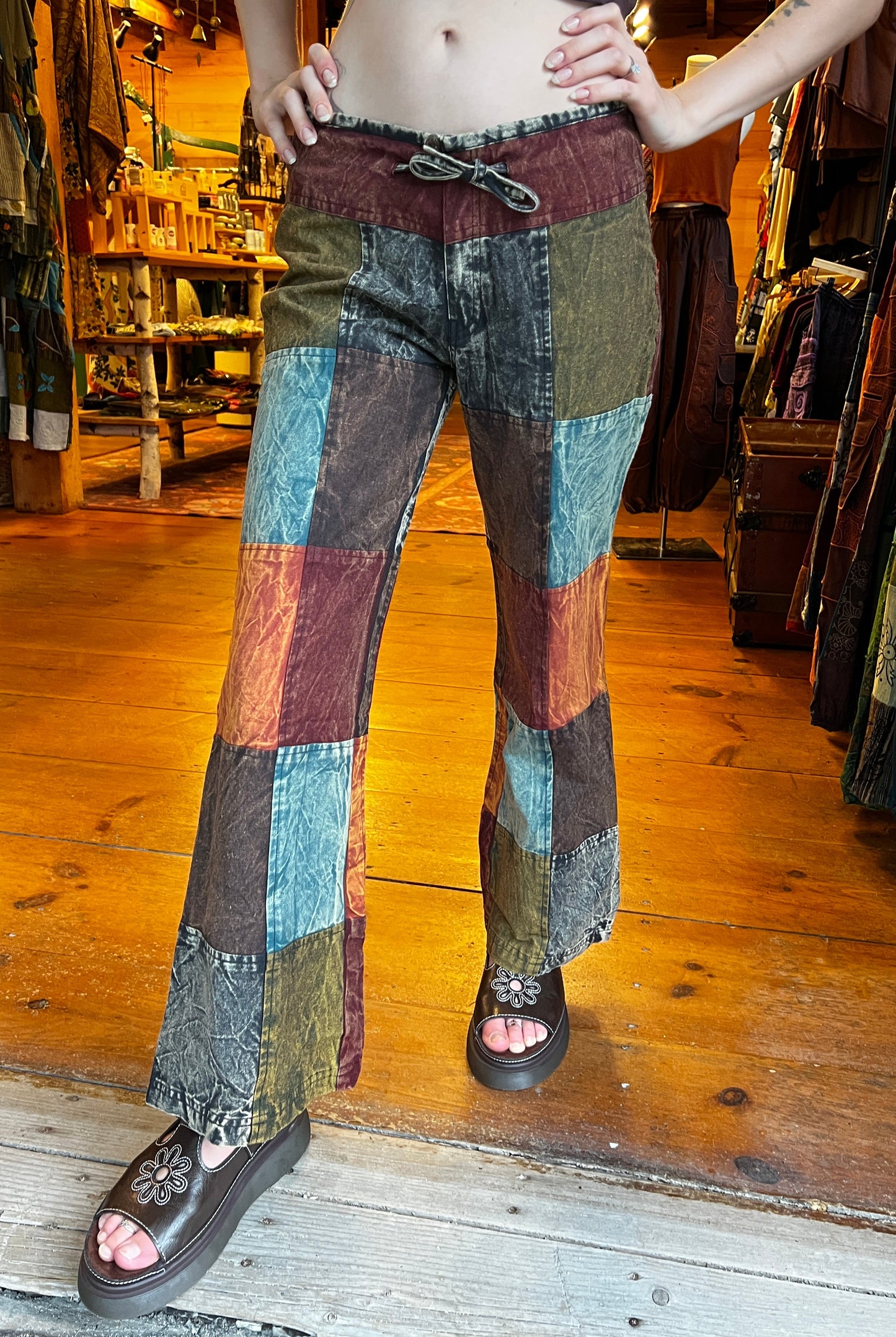 Multi-Color Stonewash Patch Trousers