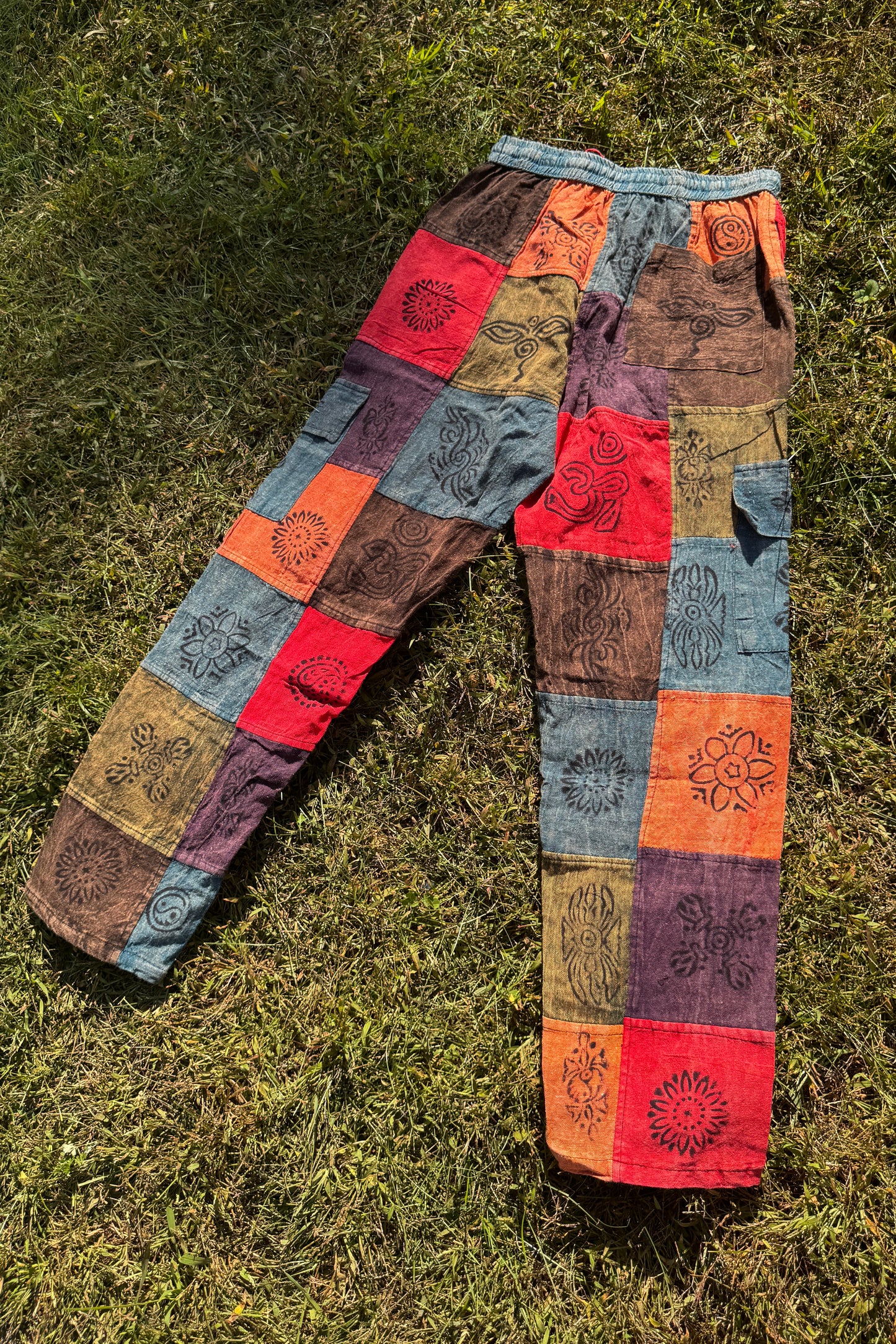 Orange Patchwork Cargo Pants