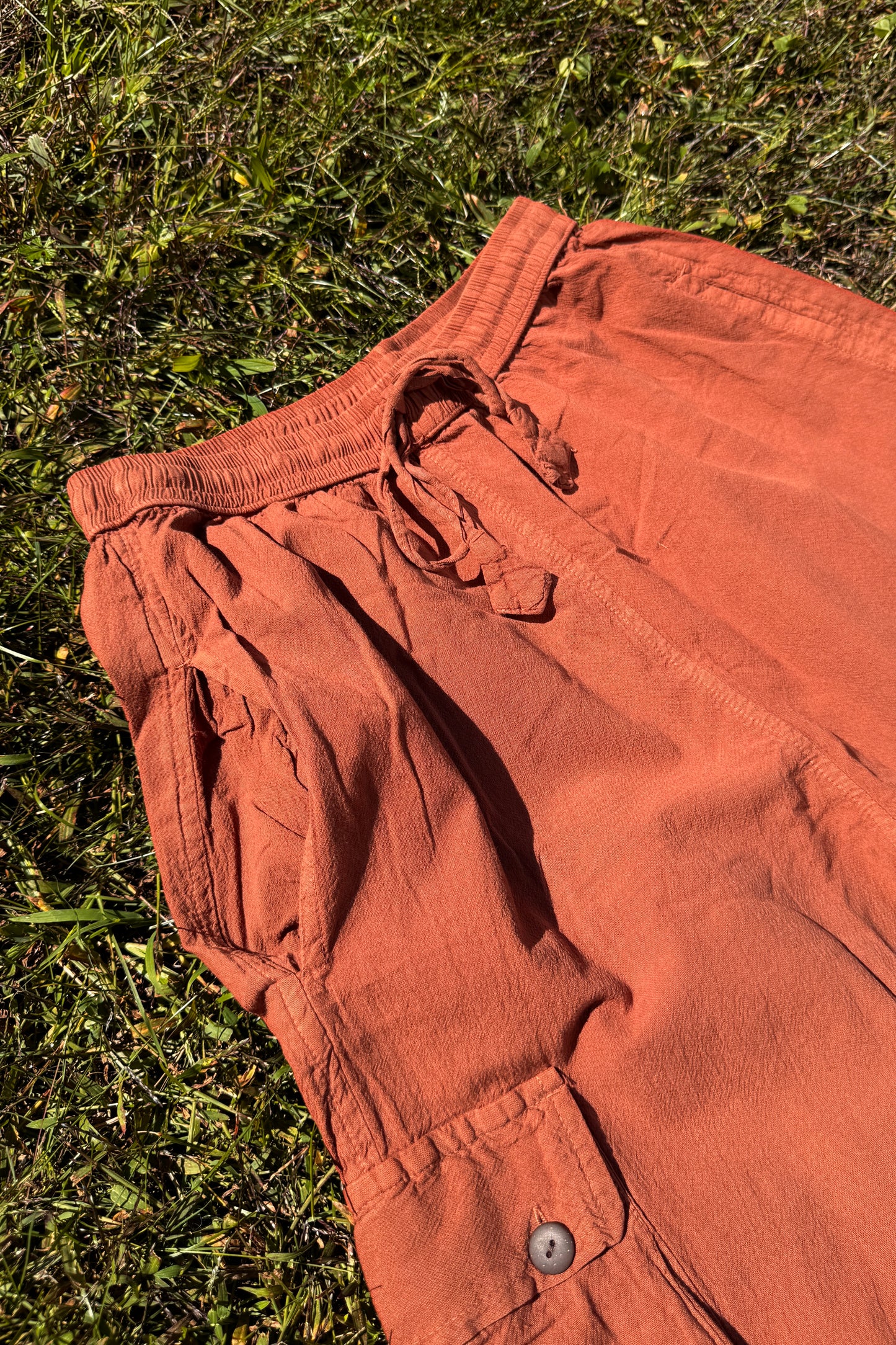 Cotton Wash Cargo Pant in Orange
