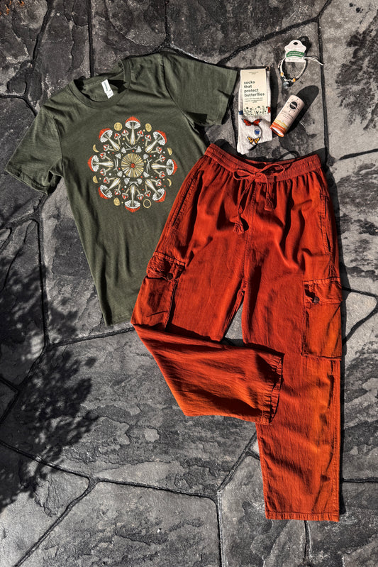 Cotton Wash Cargo Pant in Orange