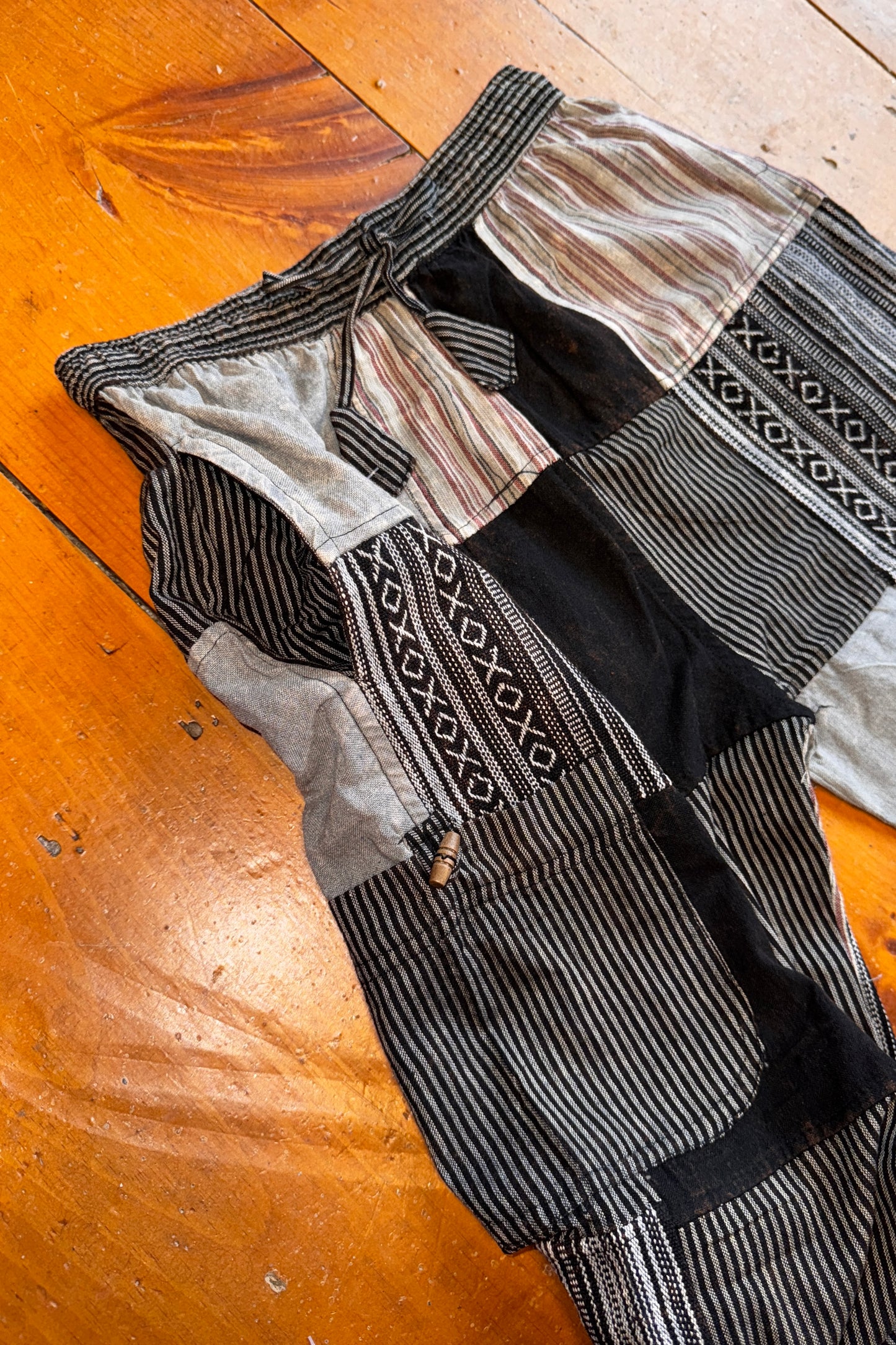 B+W Cargo Trousers with Geometric Pattern Patches