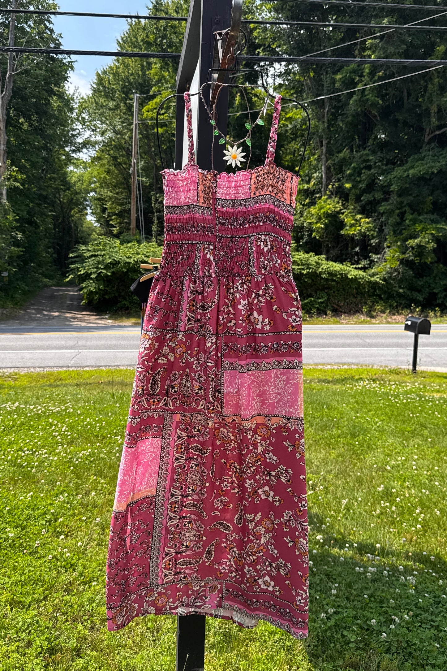 Smock Top Floral Print Dress w/ Pockets