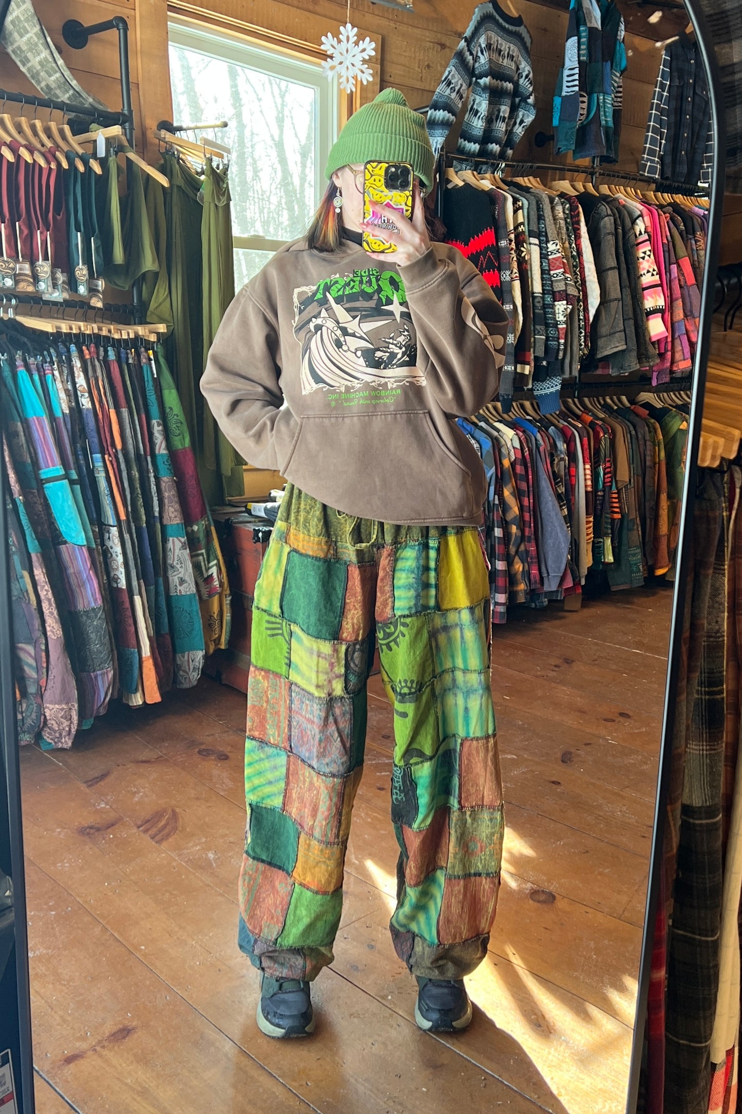 Recycled Patchwork Elastic Waist Joggers