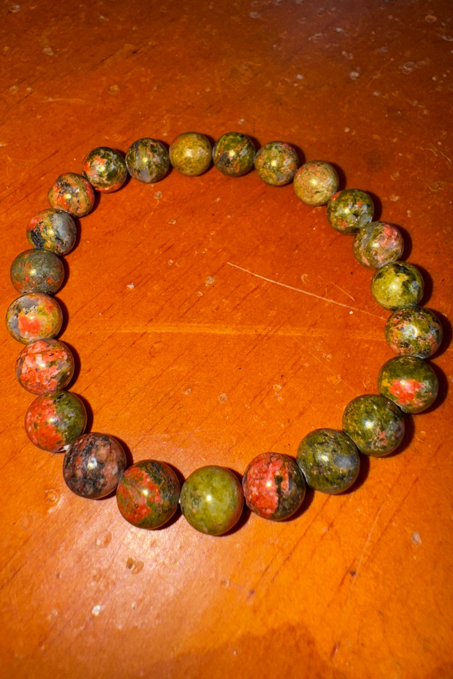 Unakite Crystal Stretch Bracelet 8mm