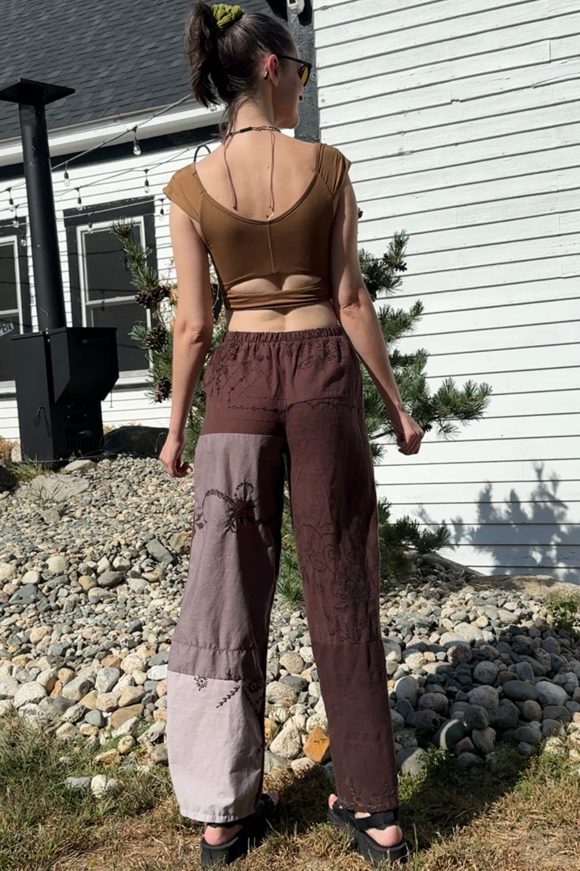Upcycled Embroidered Pieced Pant