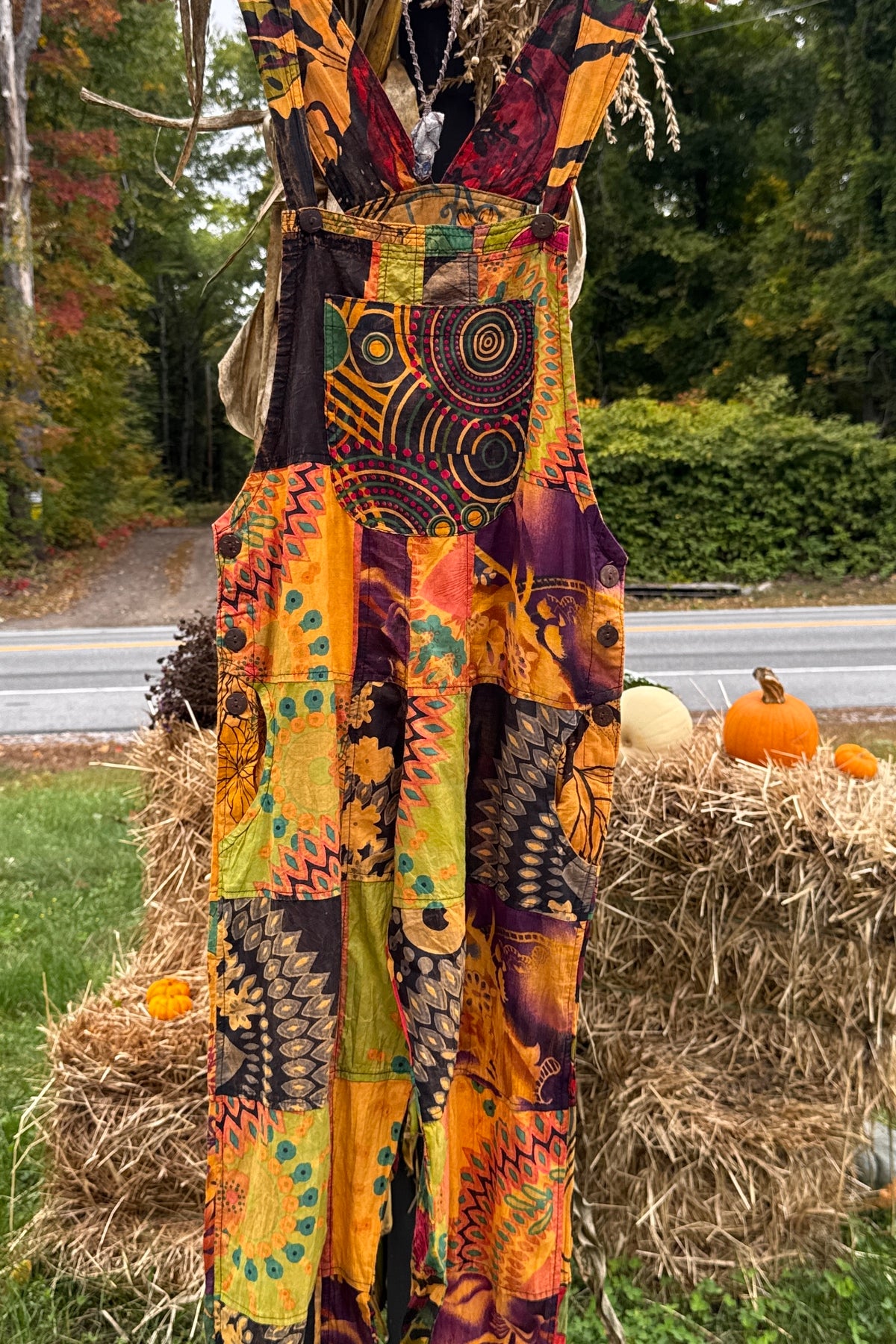 Multi Color Boho Print Overalls