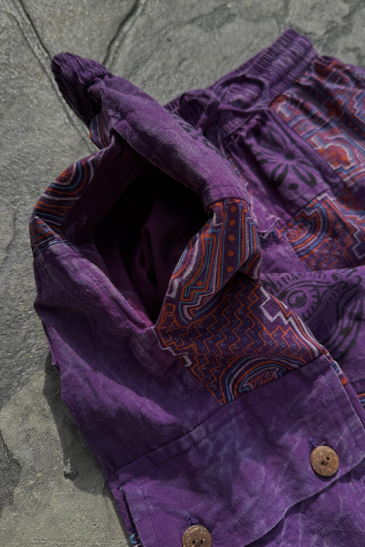 Geometric Print Straight Leg Cut Pants in Purple