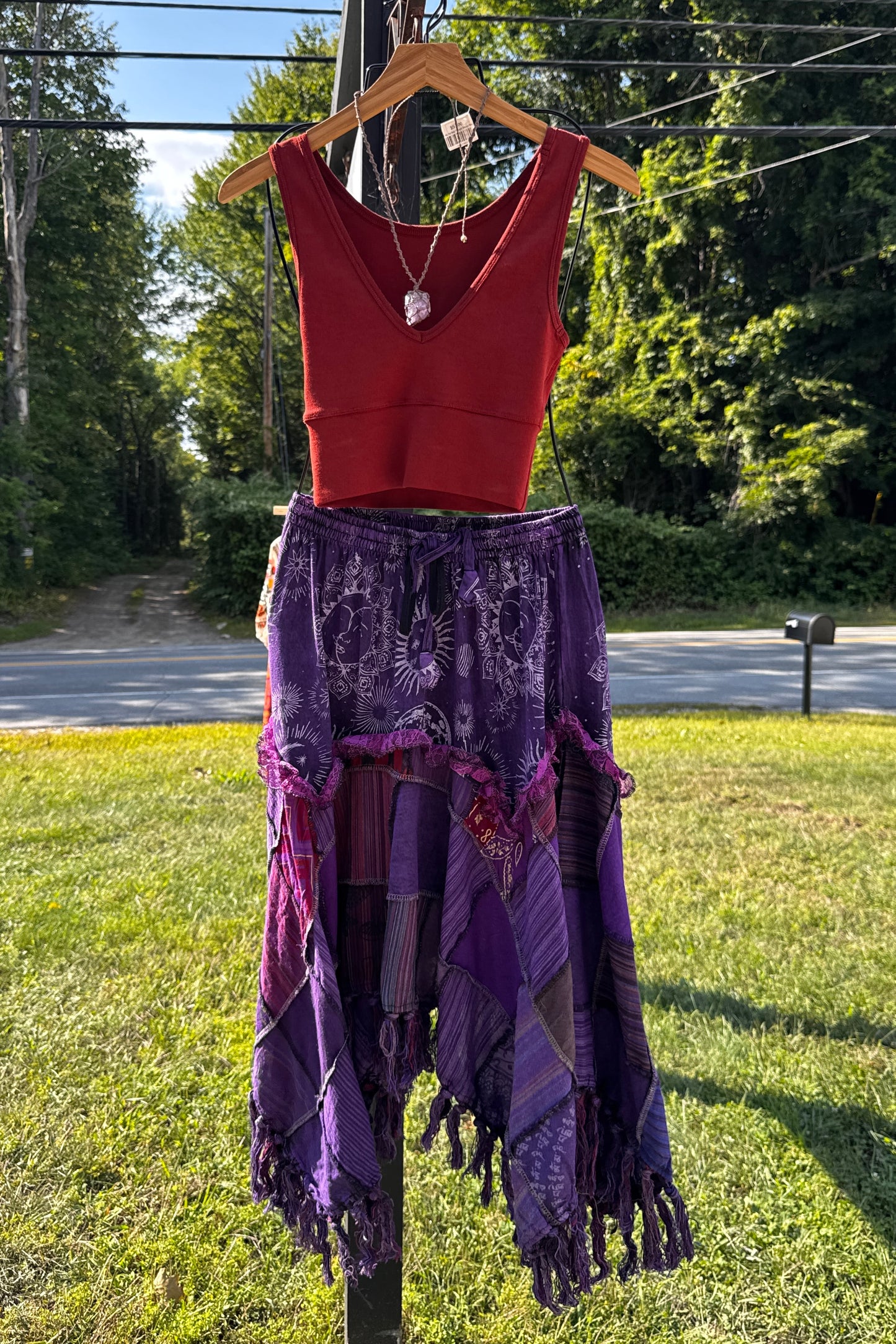 Jagged Edge Patchwork Skirt in Purple