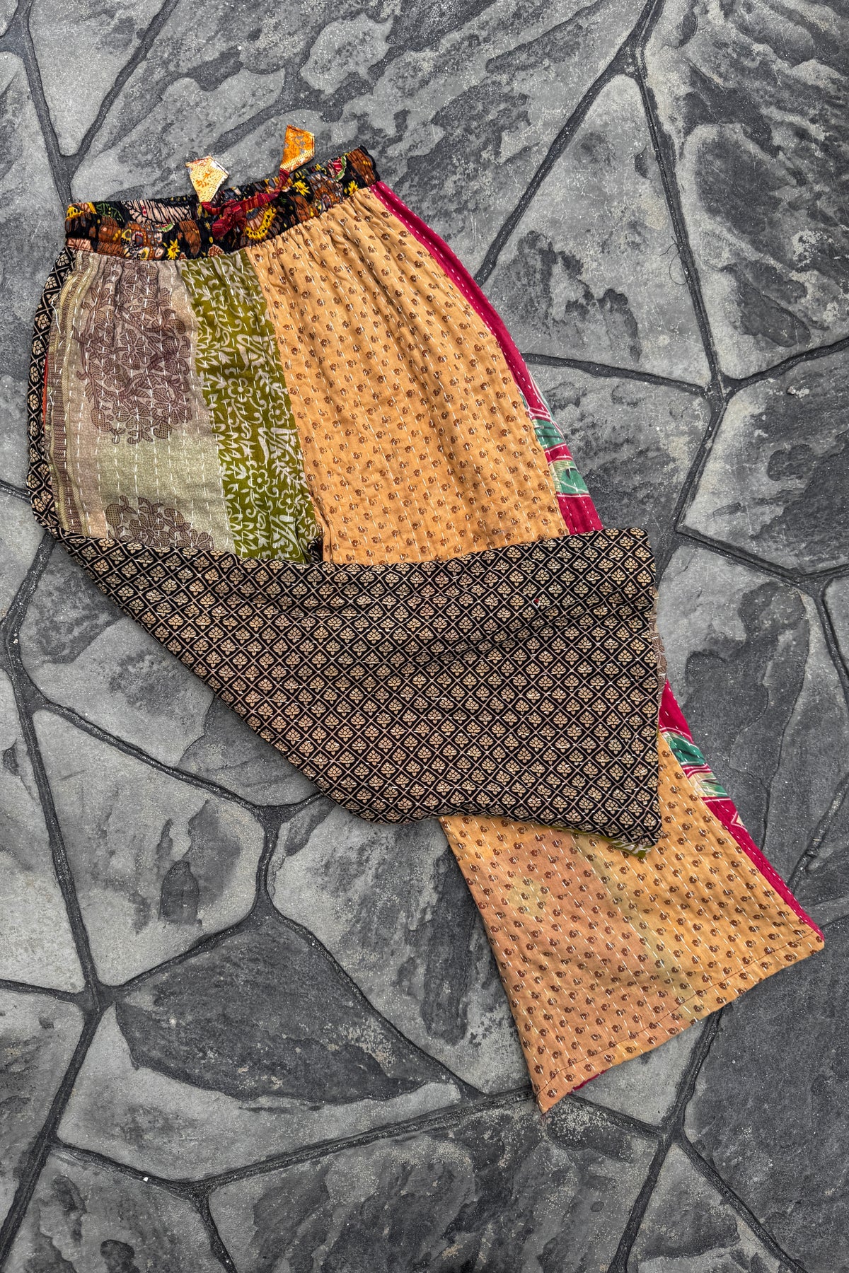Quilted Kantha Wide Leg Pants