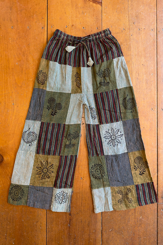 Forest Green Patchwork Palazzo Pant