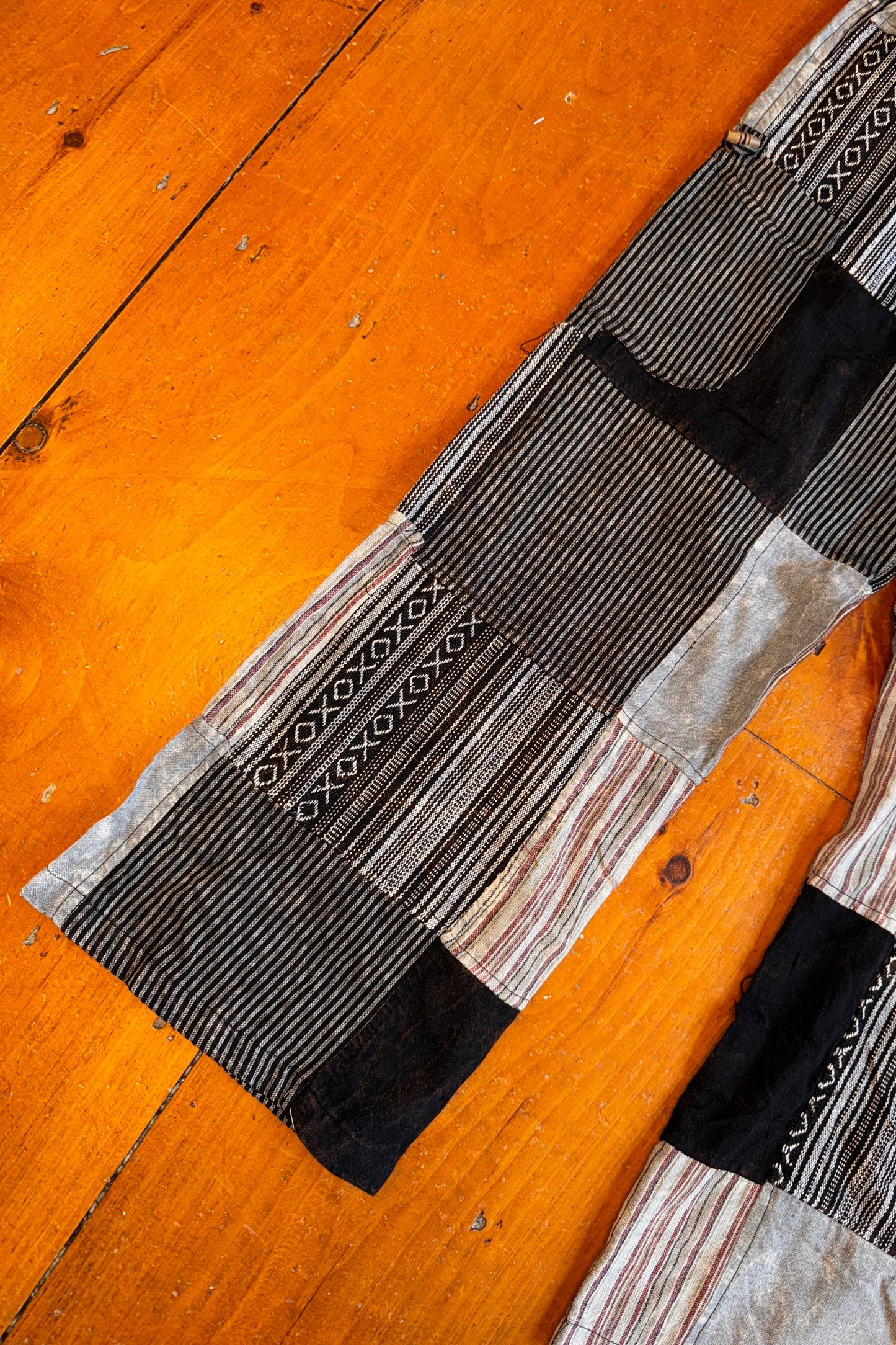 B+W Cargo Trousers with Geometric Pattern Patches