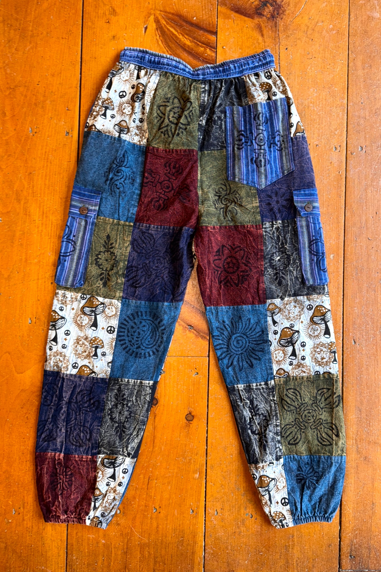 Earth Tone Patchwork Mushroom Joggers