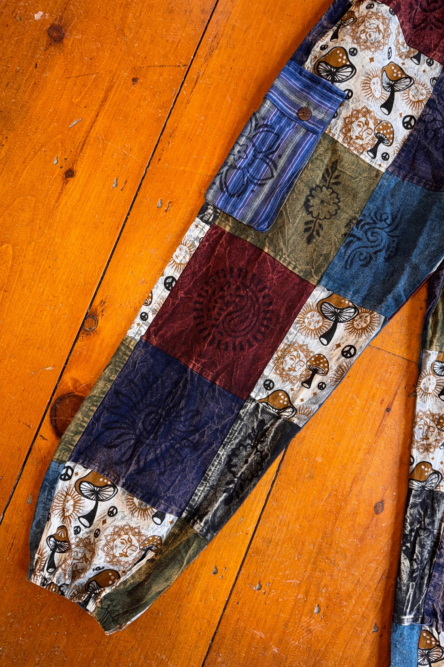 Earth Tone Patchwork Mushroom Joggers