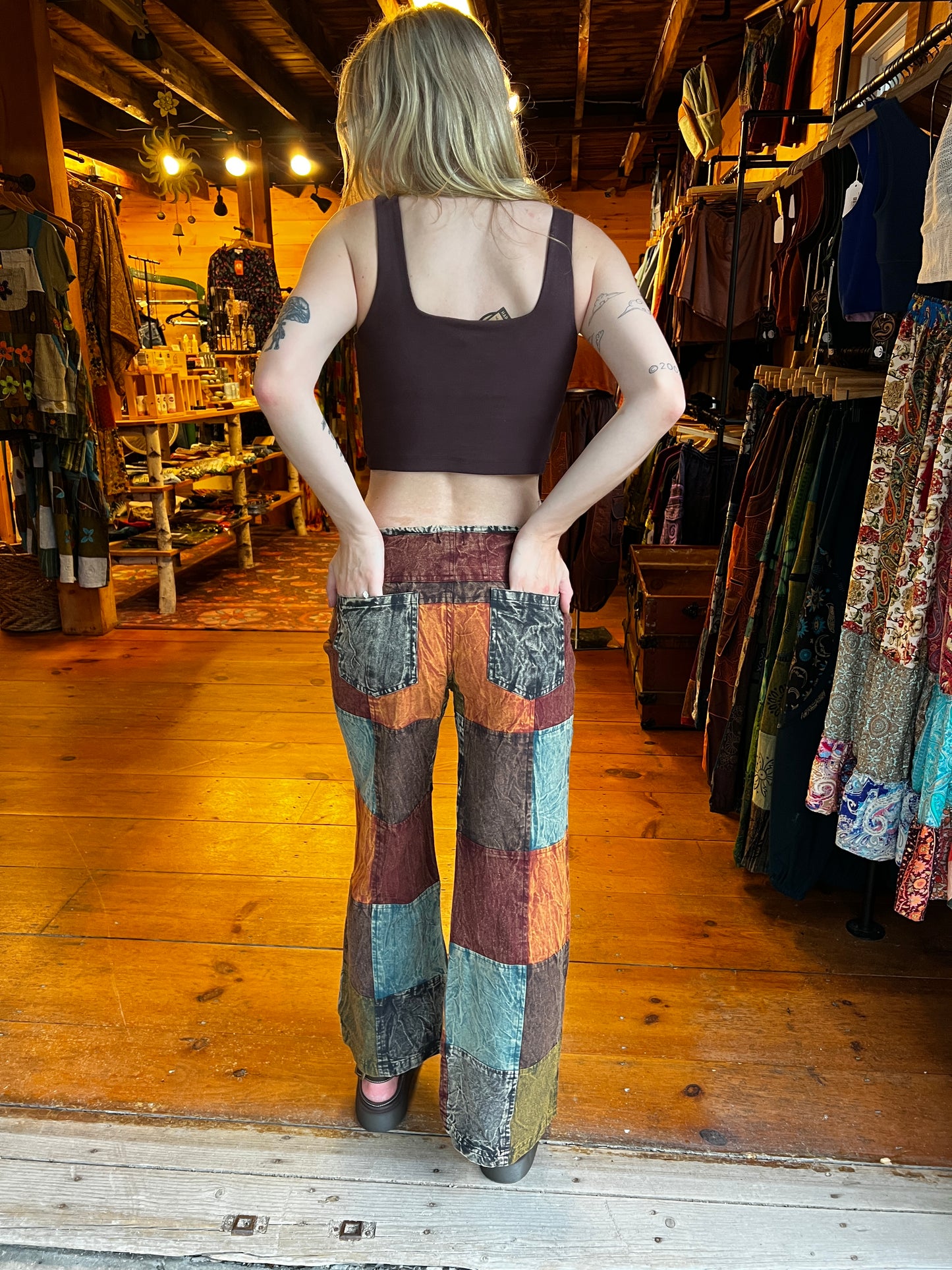 Multi-Color Stonewash Patch Trousers