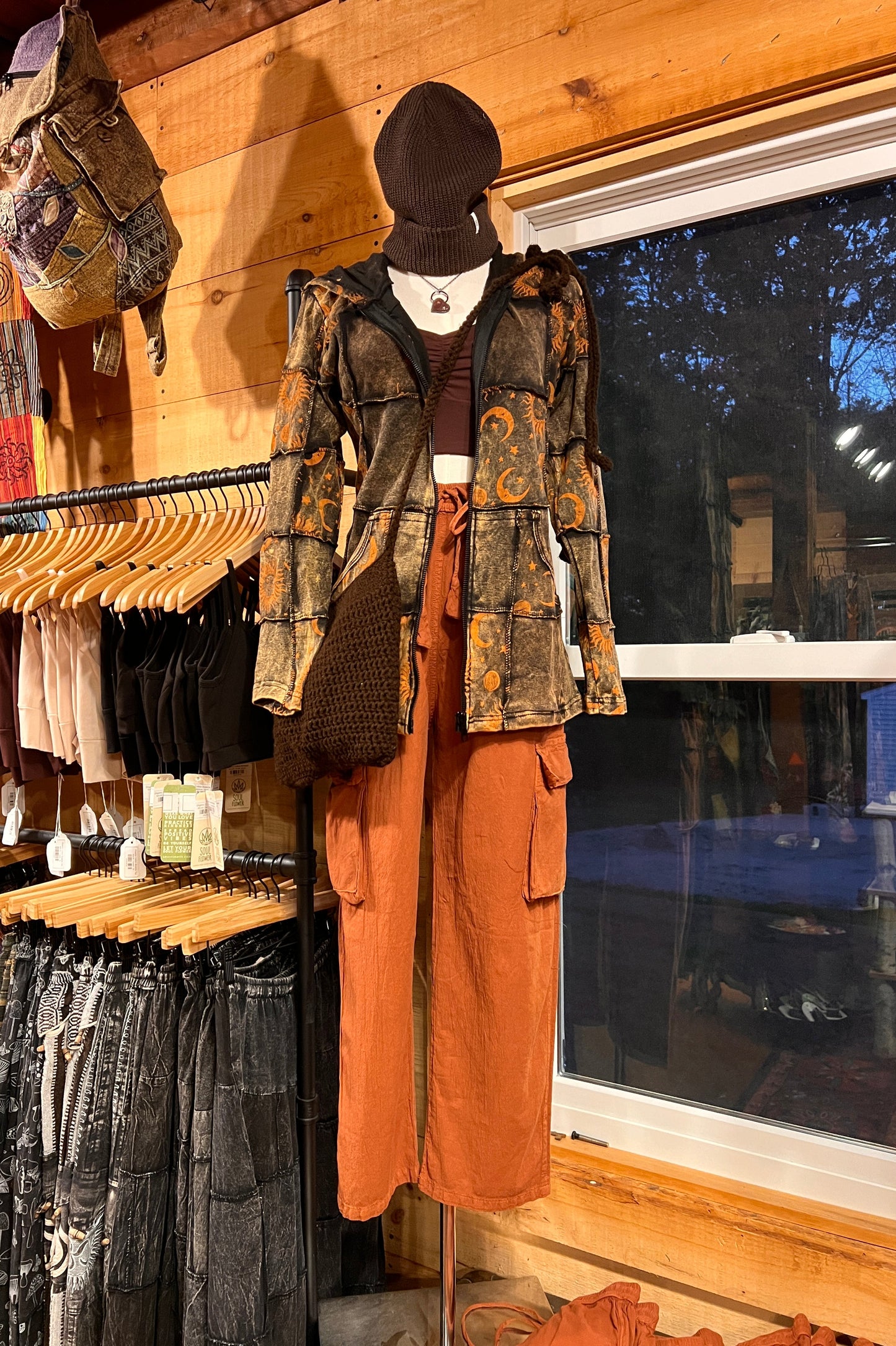 Orange Sun and Moon Zip-Up Jacket