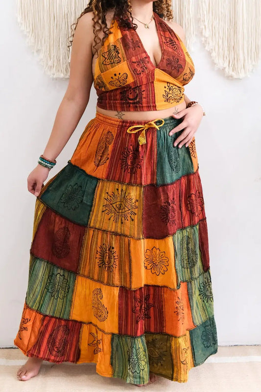 Maxi Patchwork Skirt w/ Pockets
