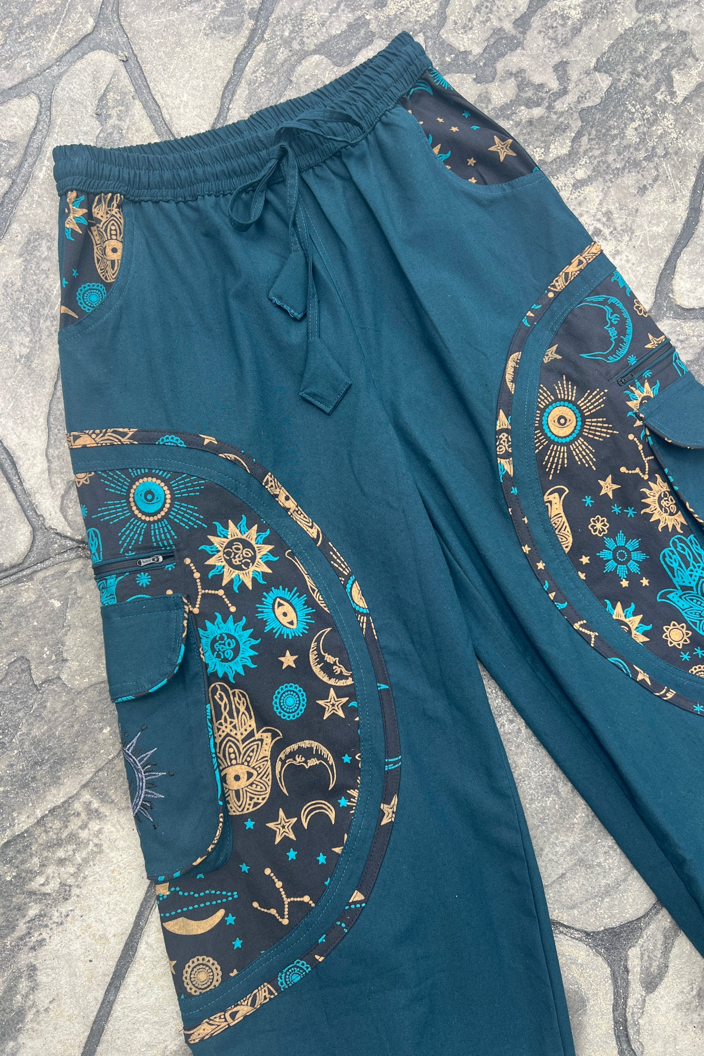 Unisex Baggy Jogger Cargos w/ Sun and Moon Print