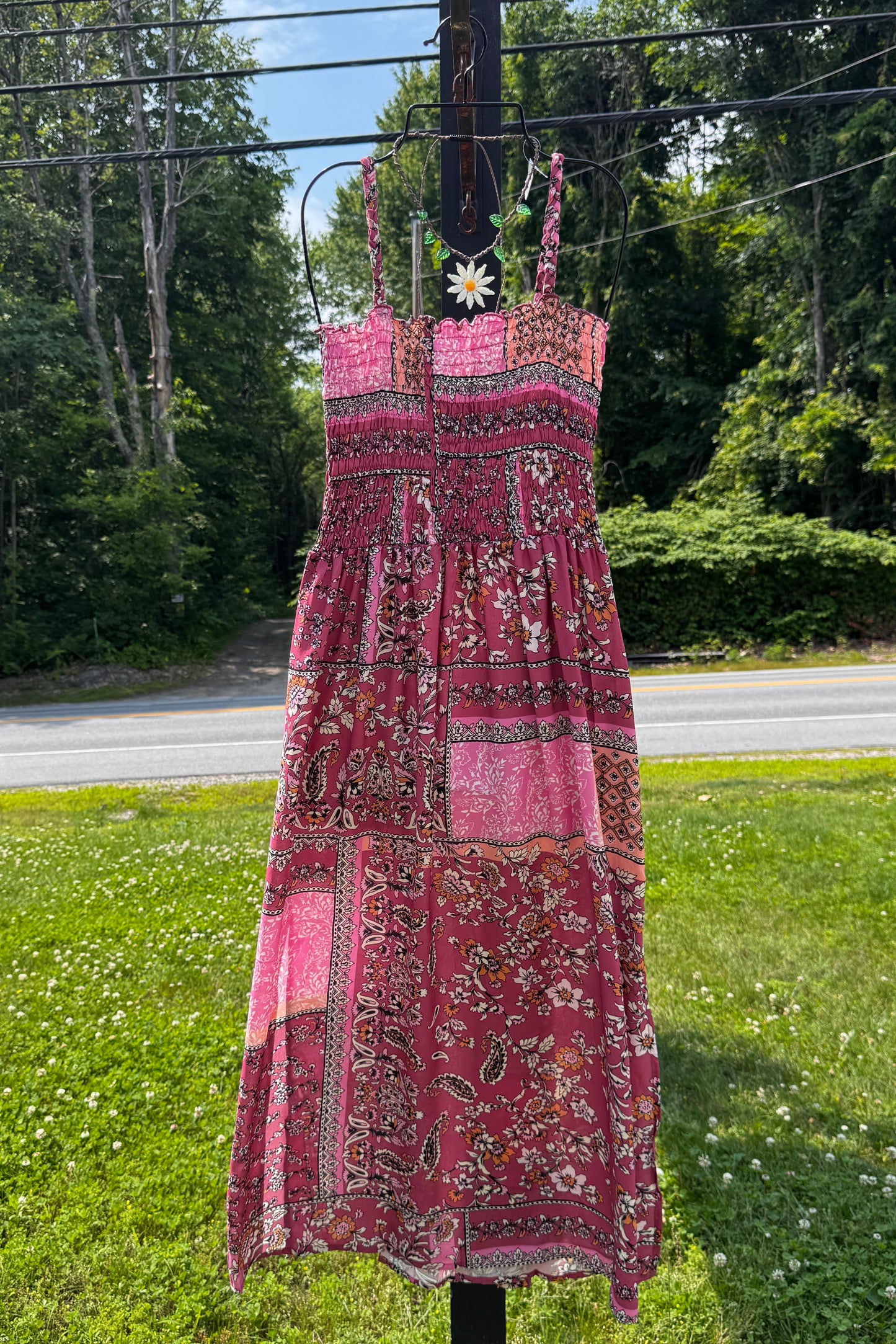 Smock Top Floral Print Dress w/ Pockets