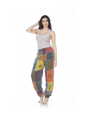 Multi-Color Patch Pant w/ Zig Zag Stitch