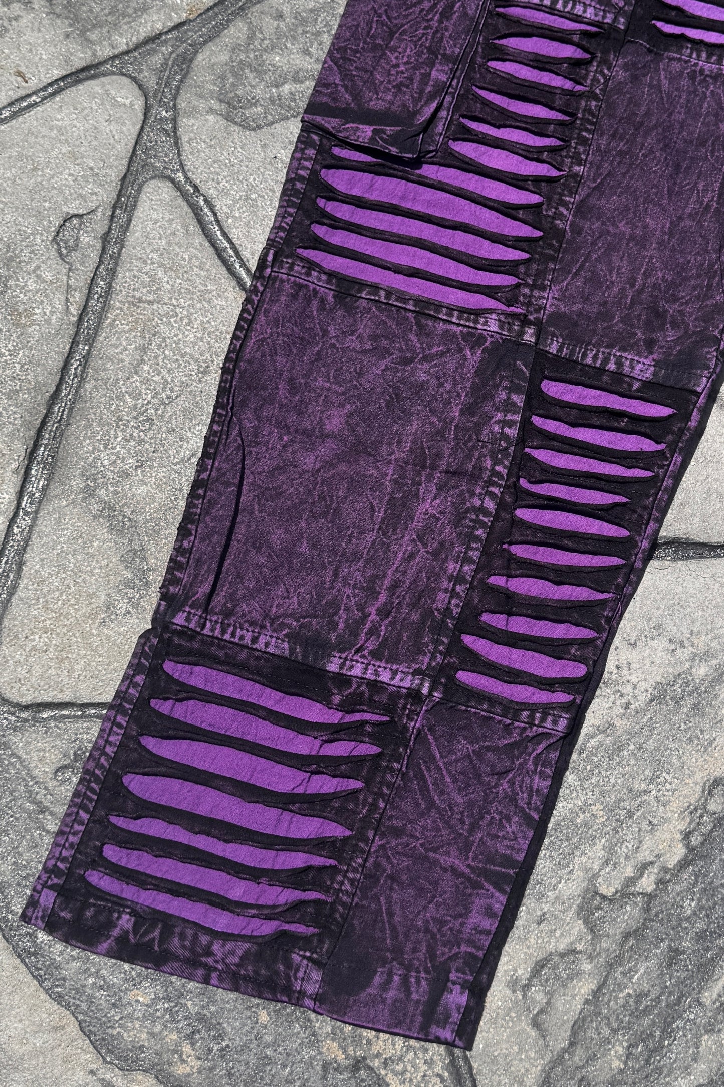 Purple Razor Cut Patchwork Pant