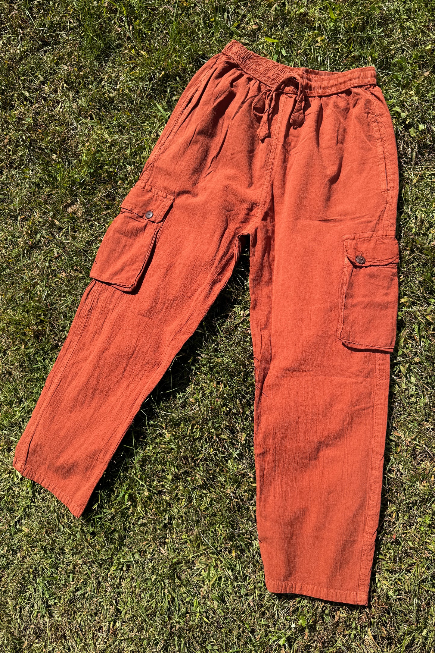 Cotton Wash Cargo Pant in Orange