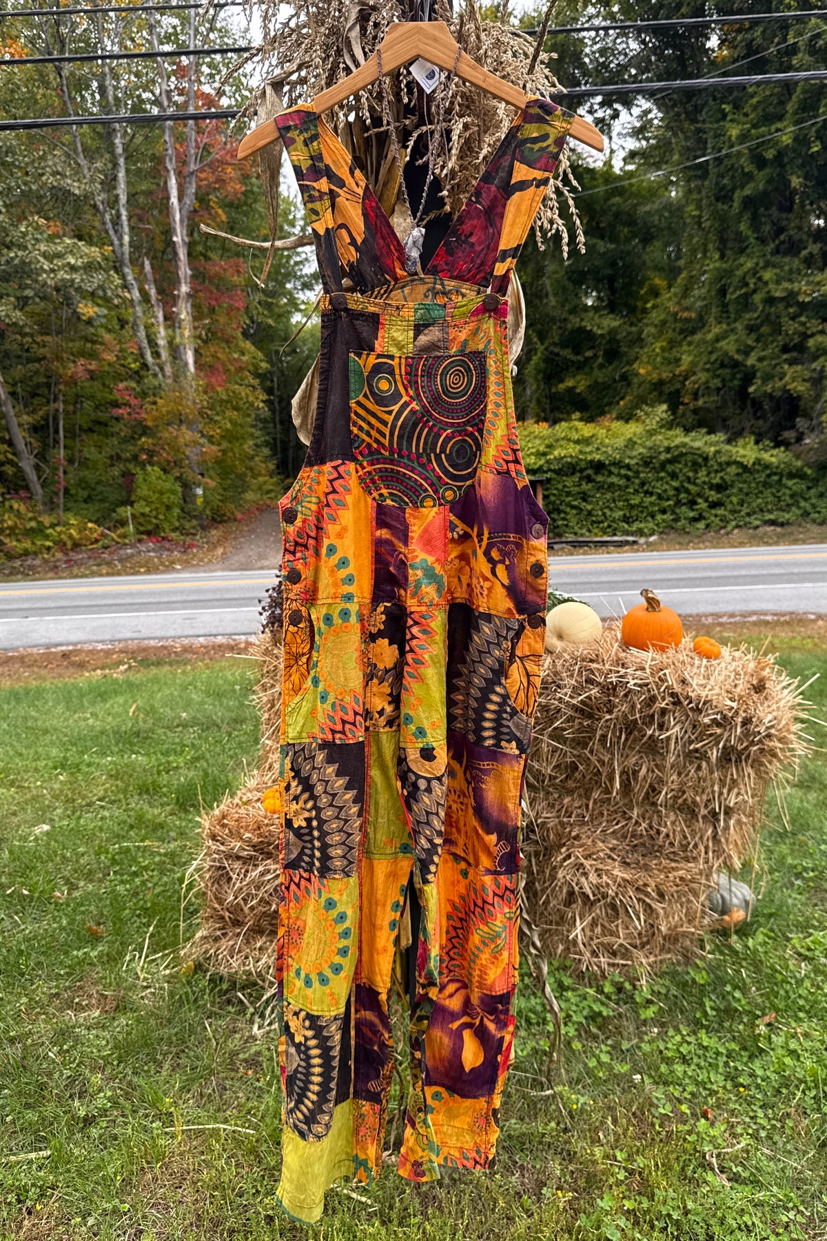 Multi Color Boho Print Overalls