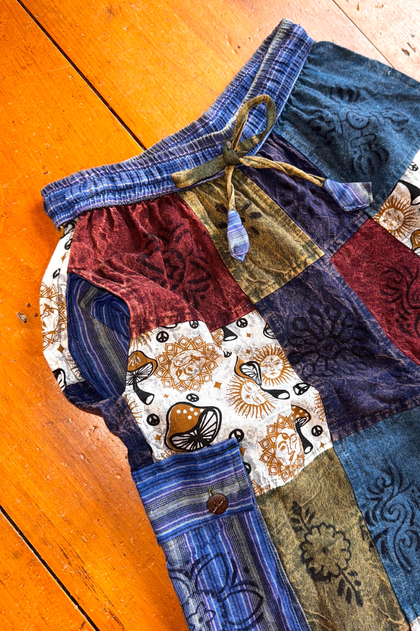 Earth Tone Patchwork Mushroom Joggers