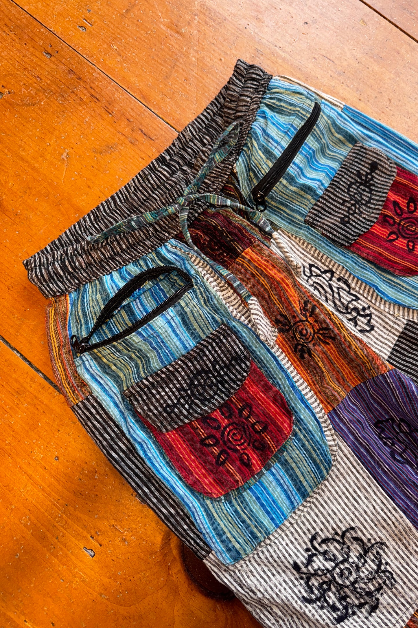 Multi-Patch Pants with Zipper Pockets