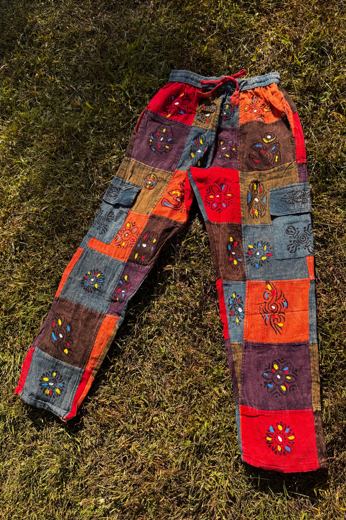 Orange Patchwork Cargo Pants