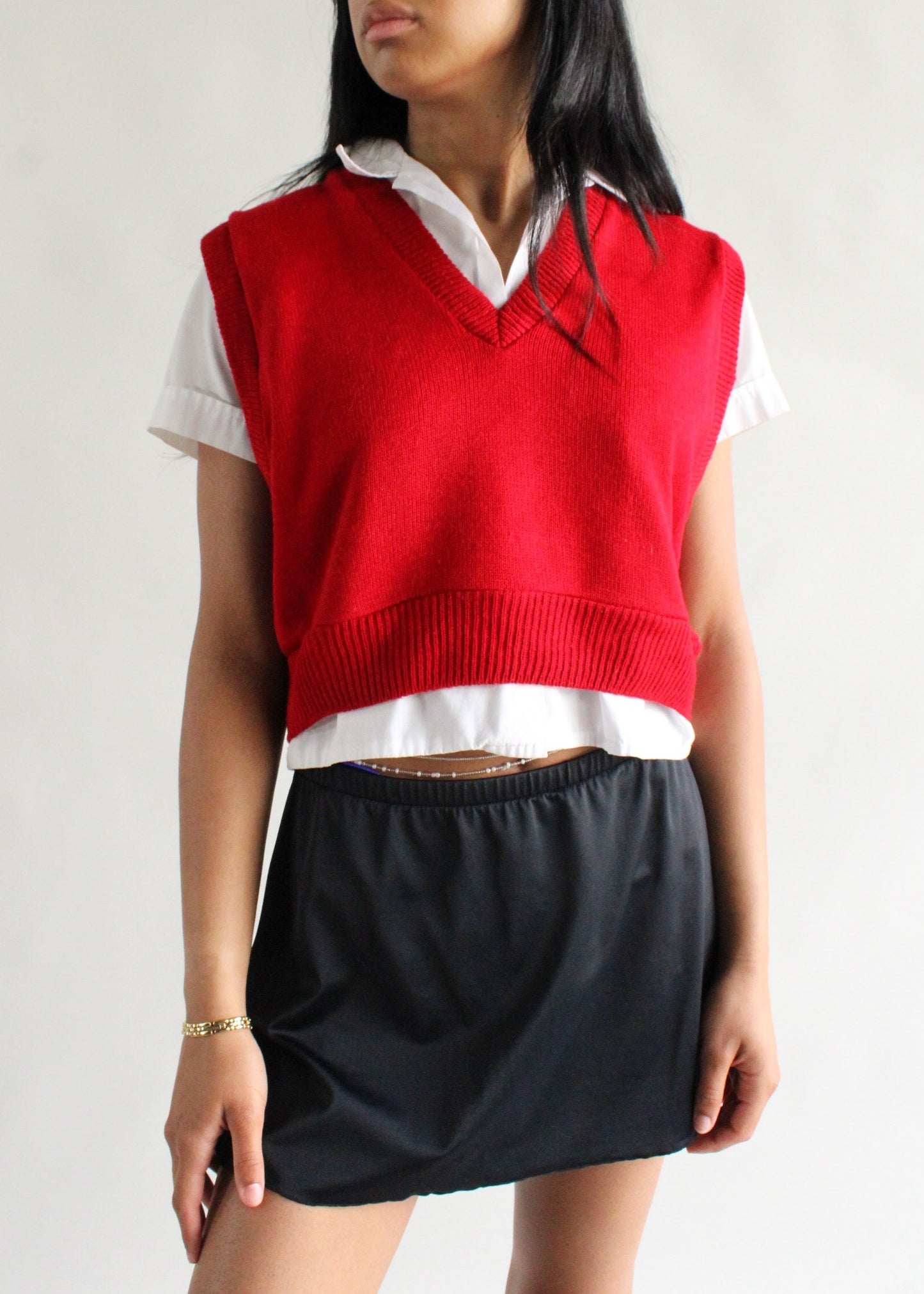 Recycled Cropped Sweater Vest