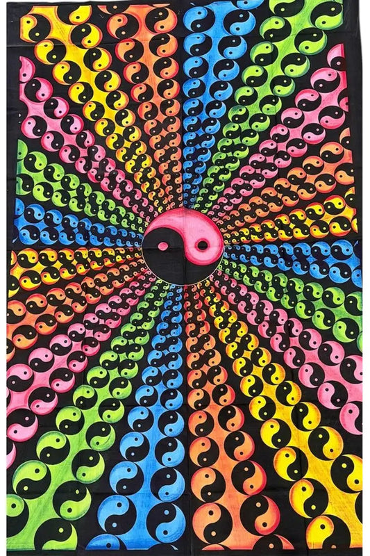 Yin and Yang Rainbow Swirl Tapestry