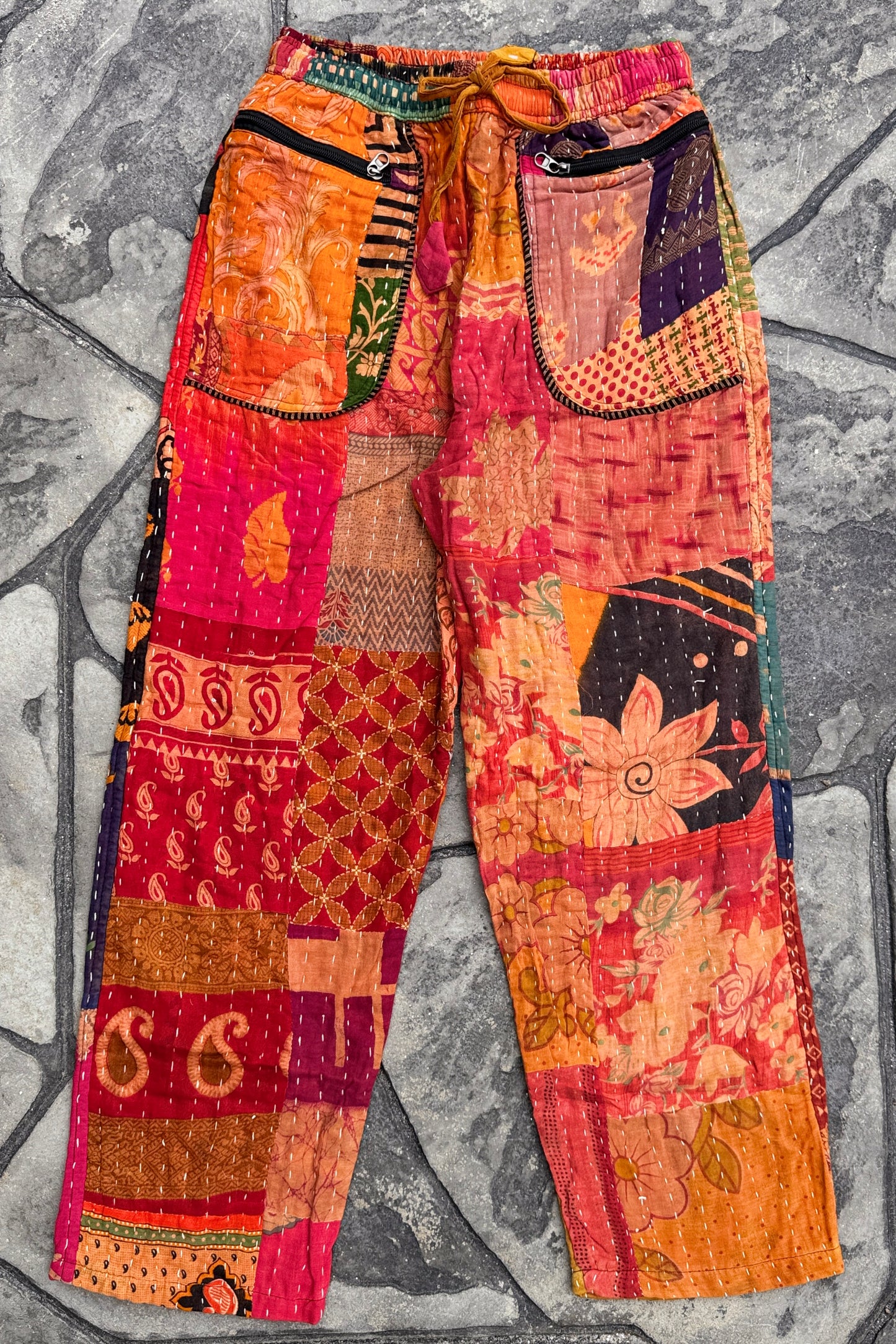 Kantha Trousers w/ Elastic Waist