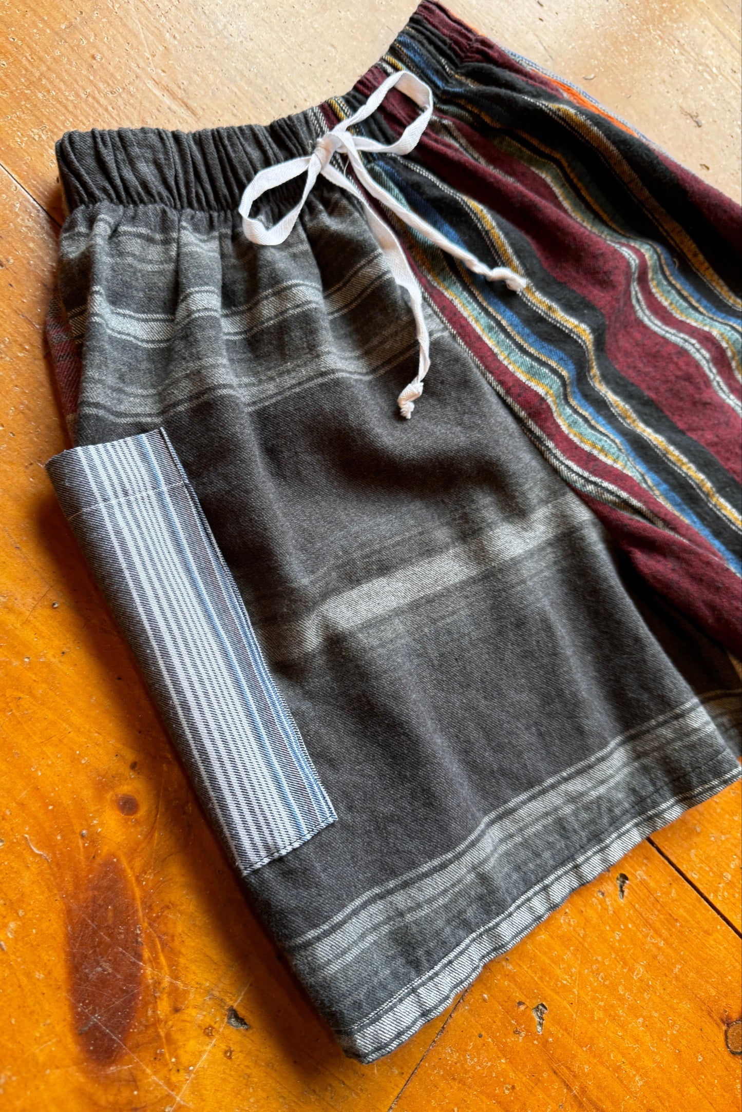 Upcycle Flannel Drawstring Shorts