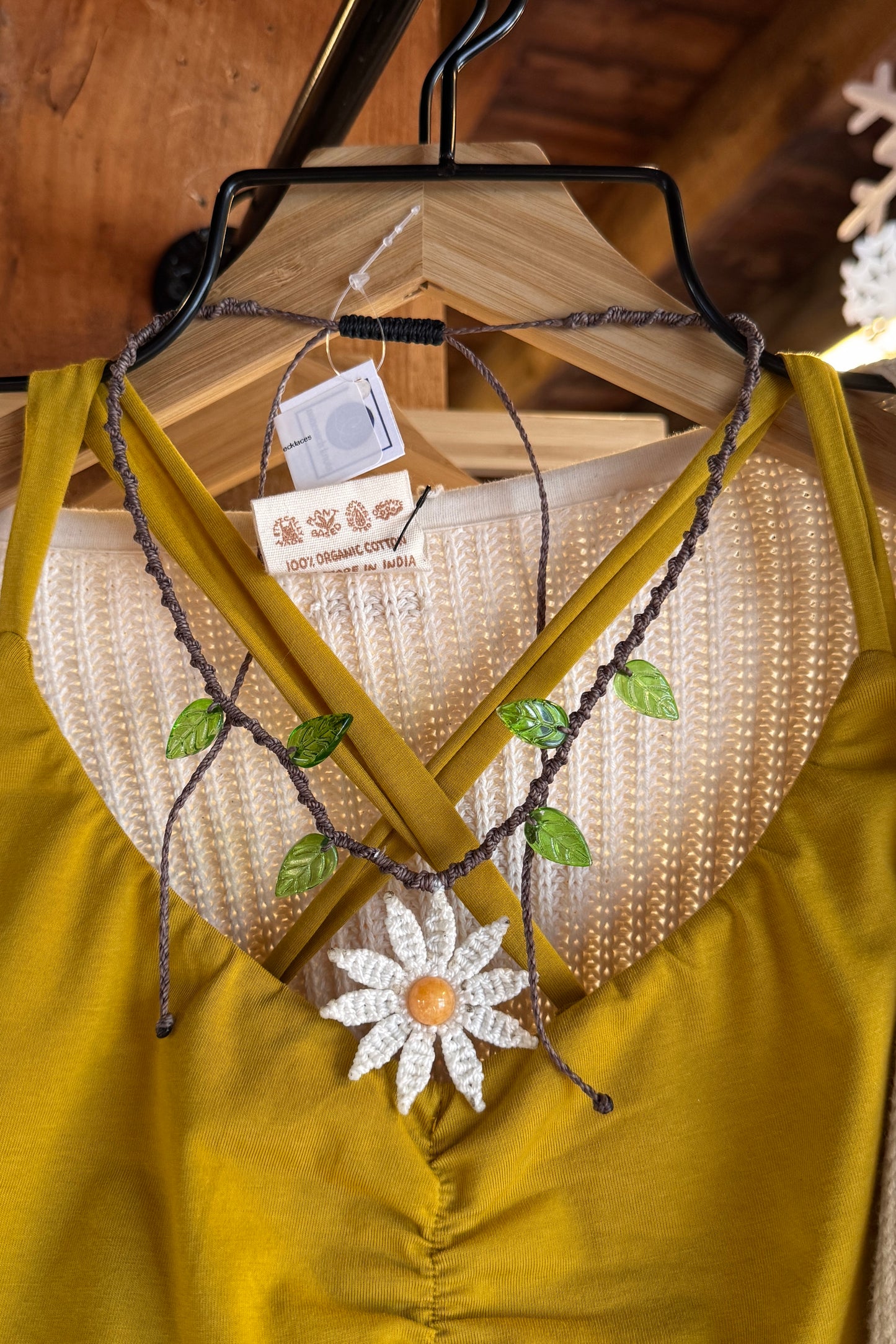 Sunflower / Daisy Macramé Adjustable Necklace