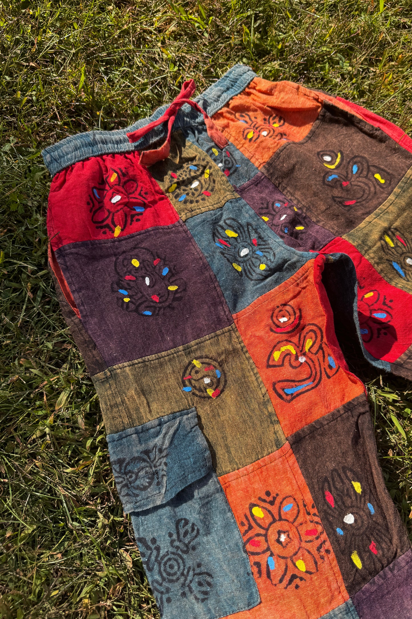 Orange Patchwork Cargo Pants