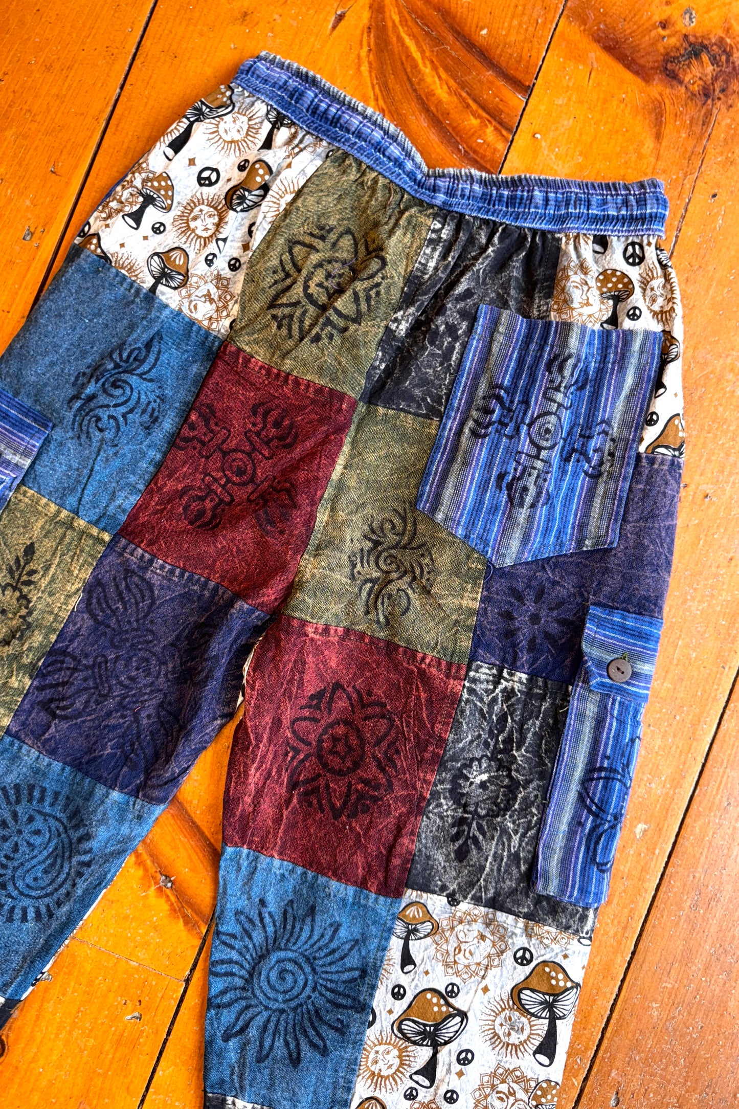 Earth Tone Patchwork Mushroom Joggers