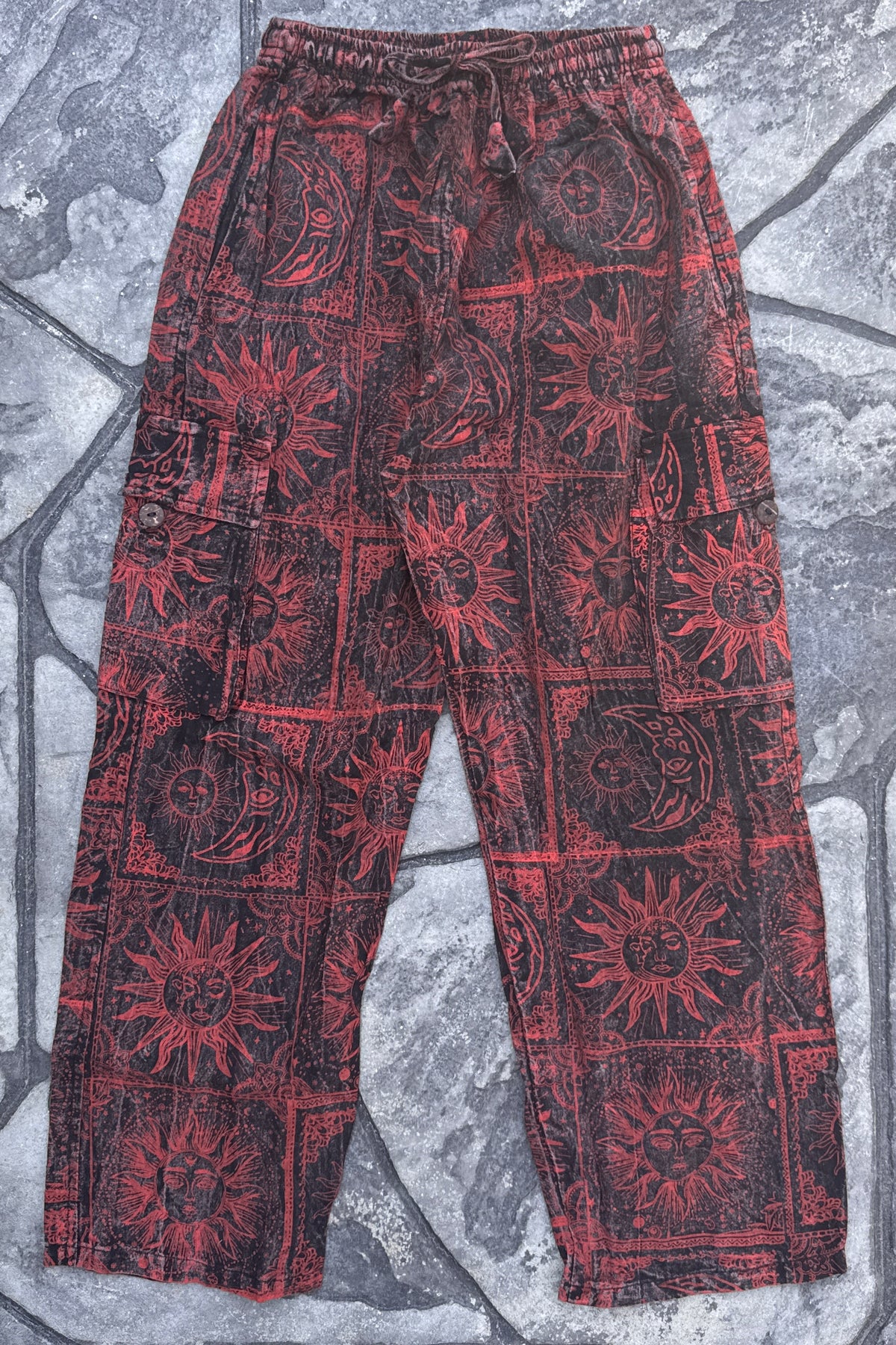 Burnt Orange Sun / Moon Print Trousers