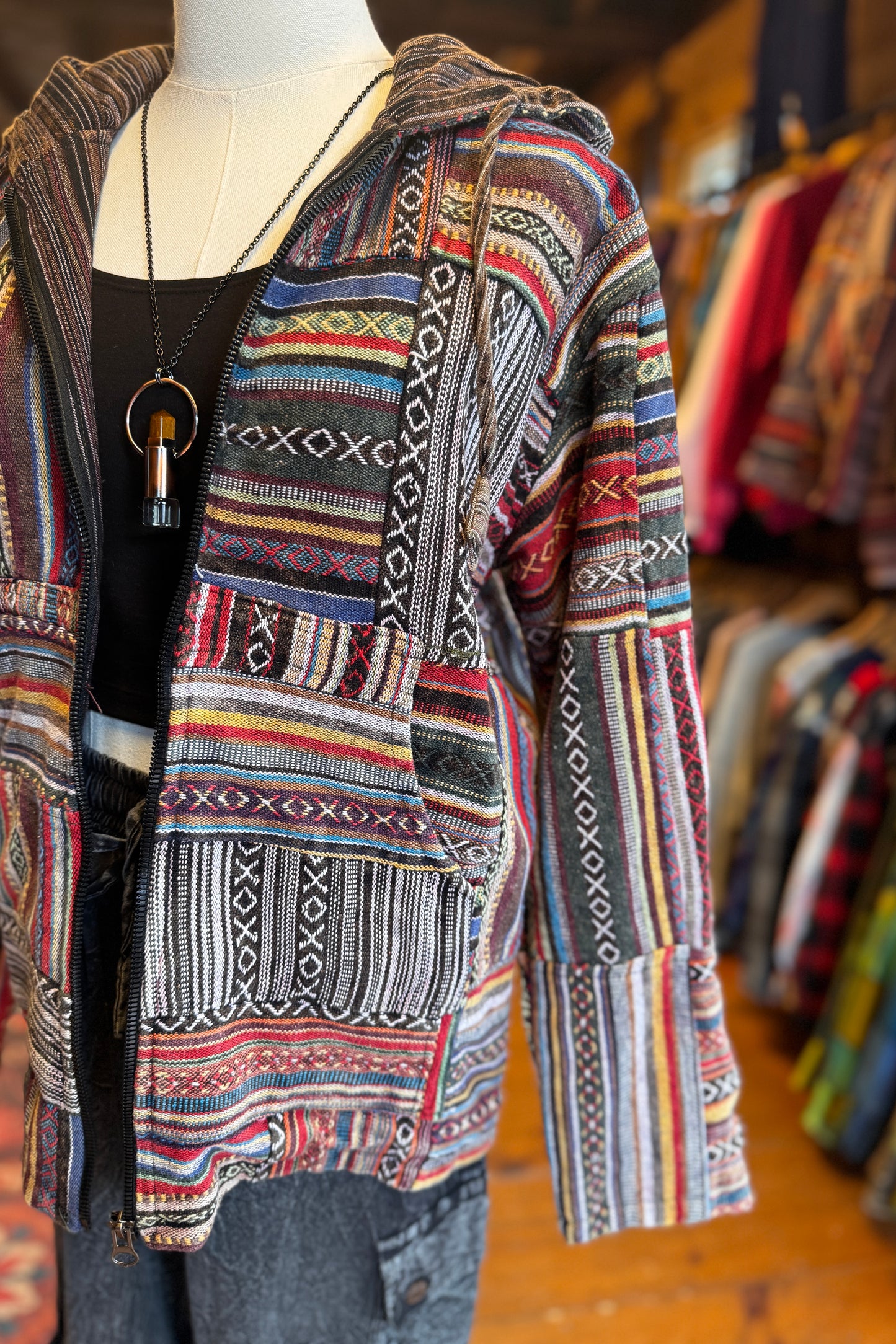 Aztec Cotton Zip-Up Hooded Jacket