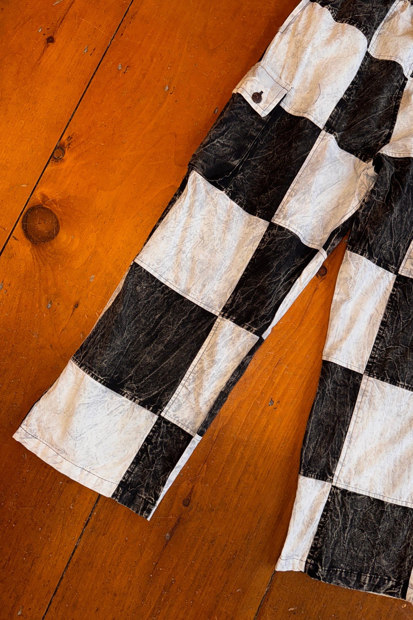 B + W Checkered Cargo Trousers