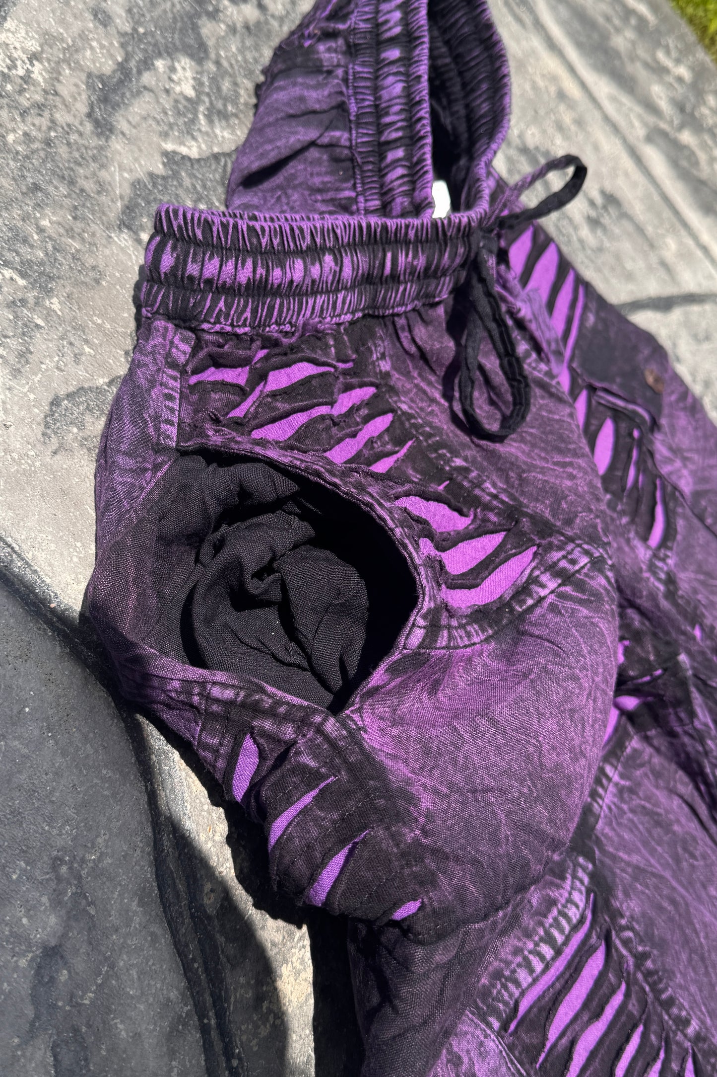 Purple Razor Cut Patchwork Pant